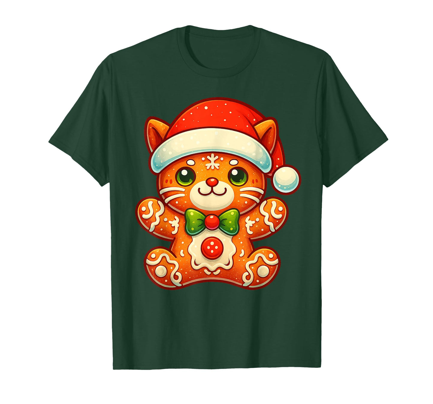 Gingerbread Man Cat Christmas Tees Womens Mens Kids Gifts T-Shirt