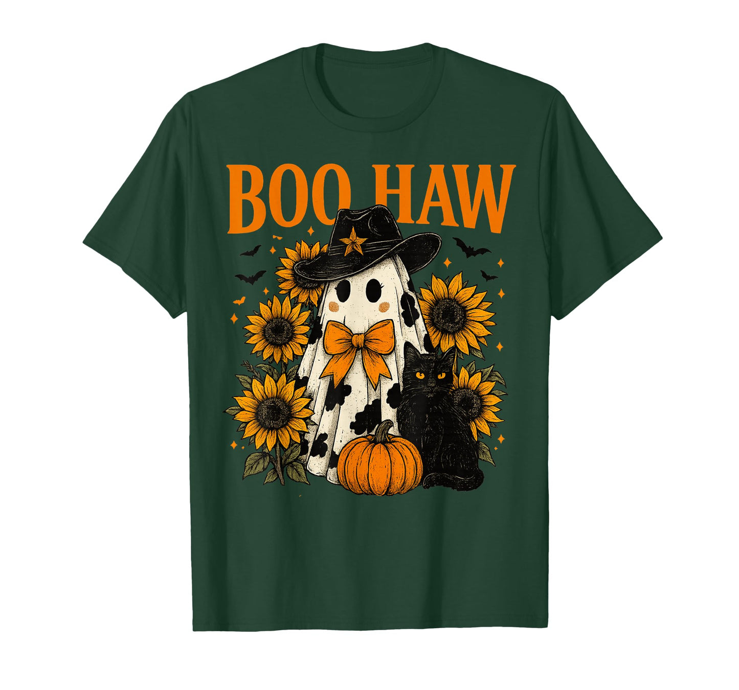 Boo Haw Retro Western Halloween Cowgirl Ghost Howdy Pumpkin T-Shirt