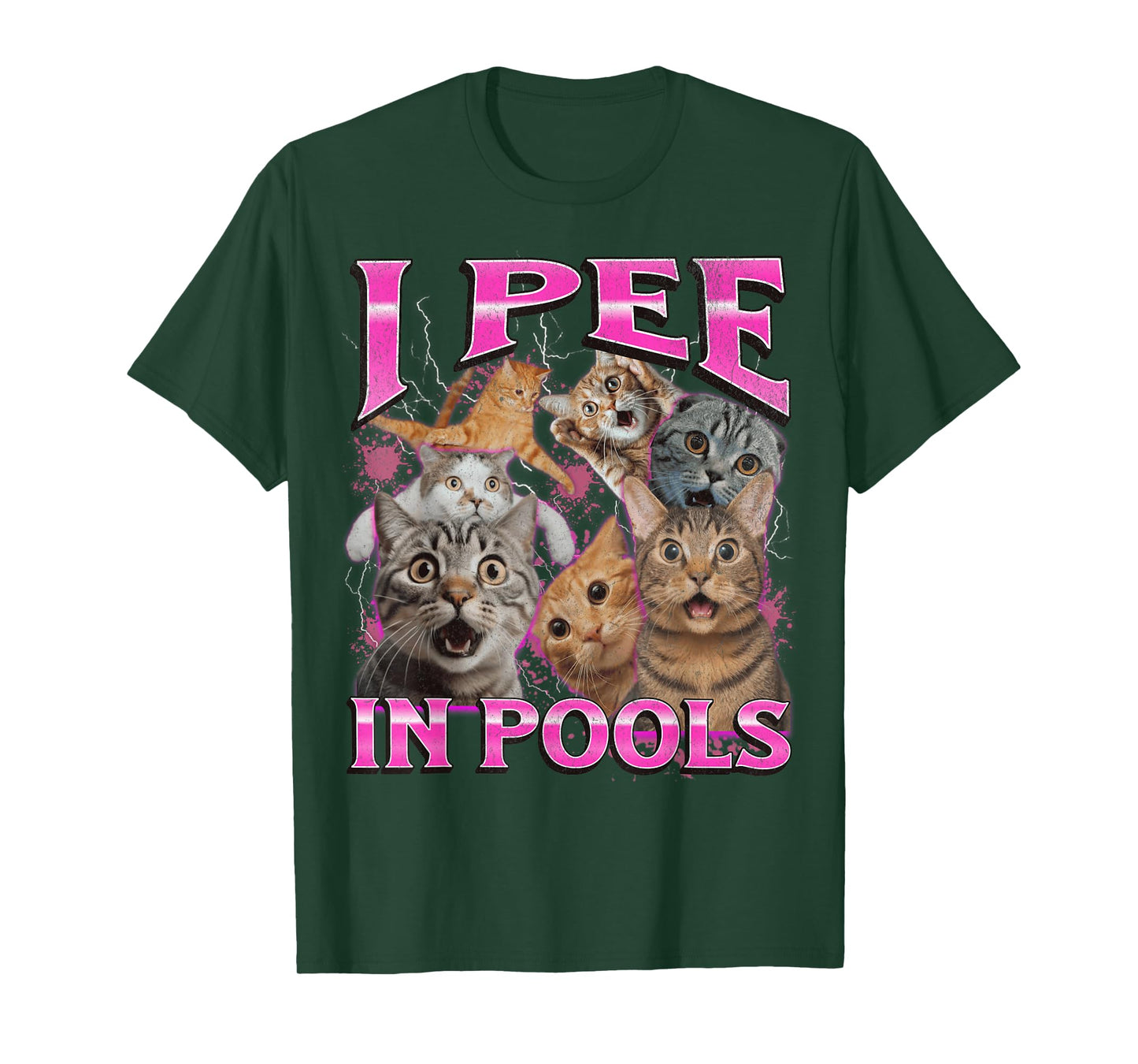 I Pee In Pools Funny Unhinged Cat Meme Bootleg Graphic 90s T-Shirt