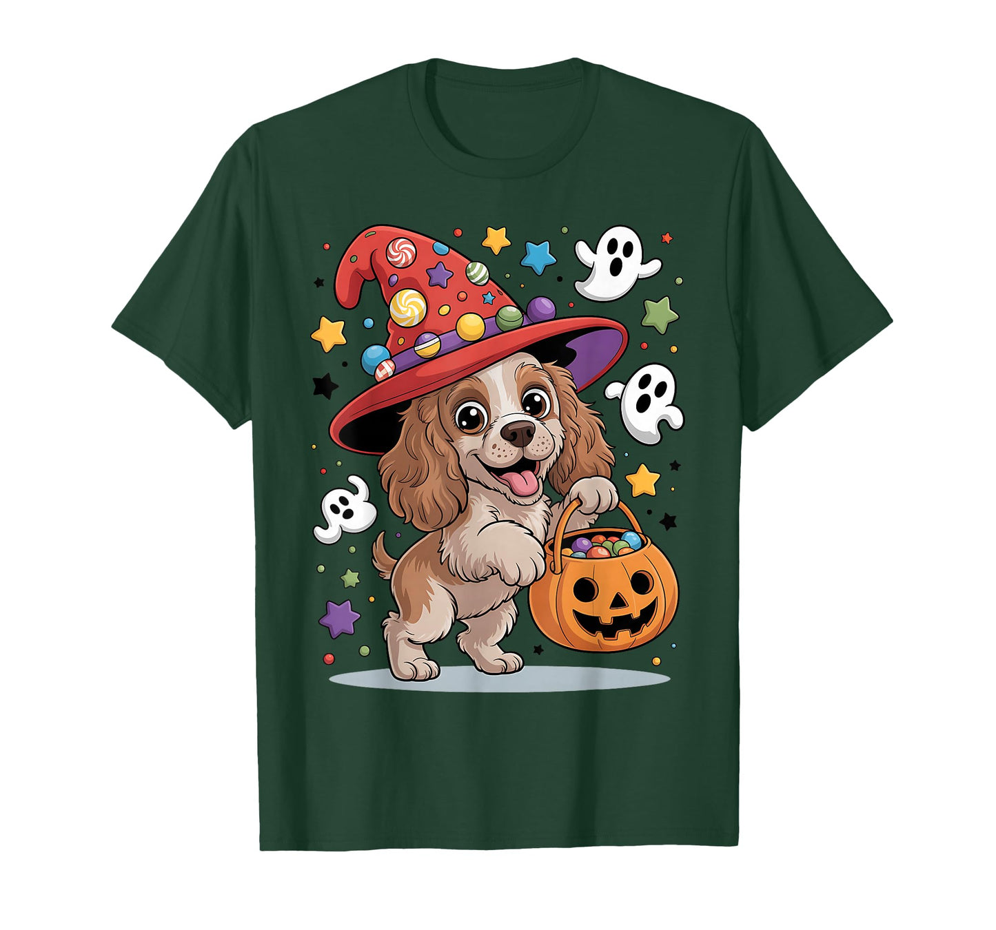 Cocker Spaniel Dog Pumpkin Ghost Candy Witch Halloween T-Shirt