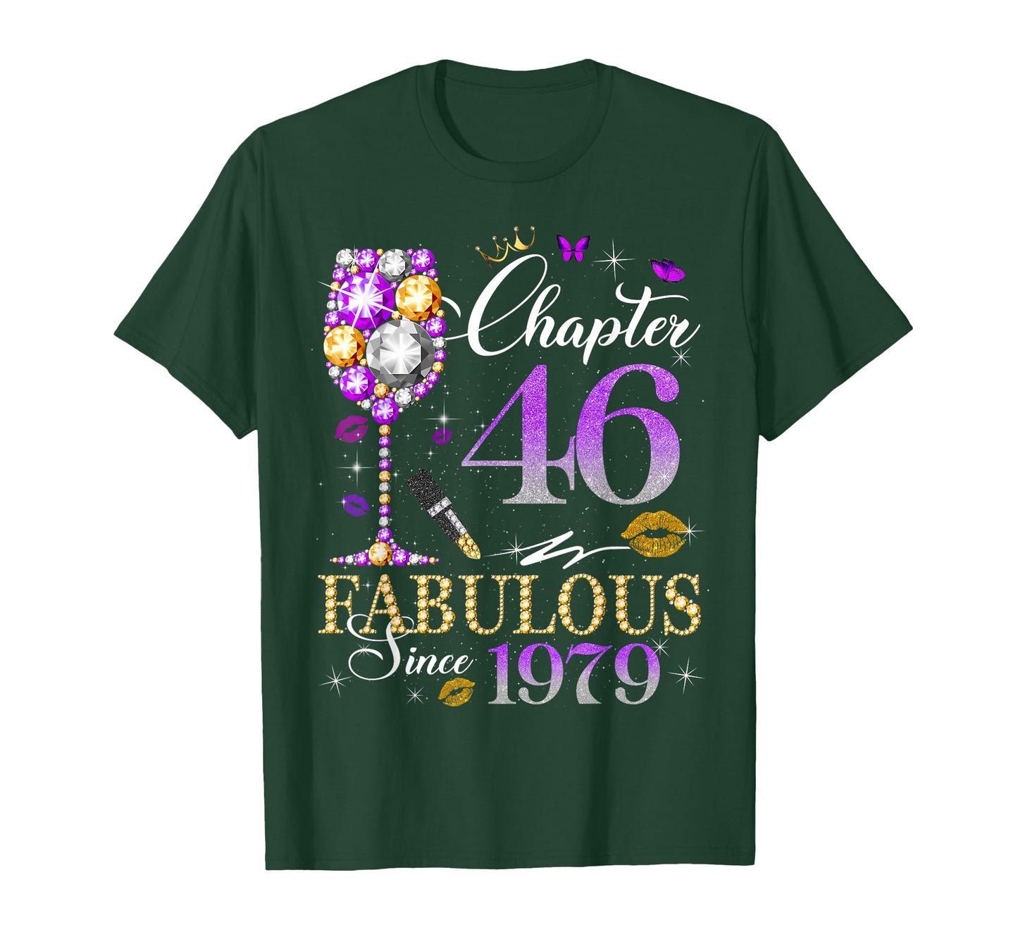 Womens Chapter 46 Fabulous Est 1979 46th B-day Queen Diamond T-Shirt
