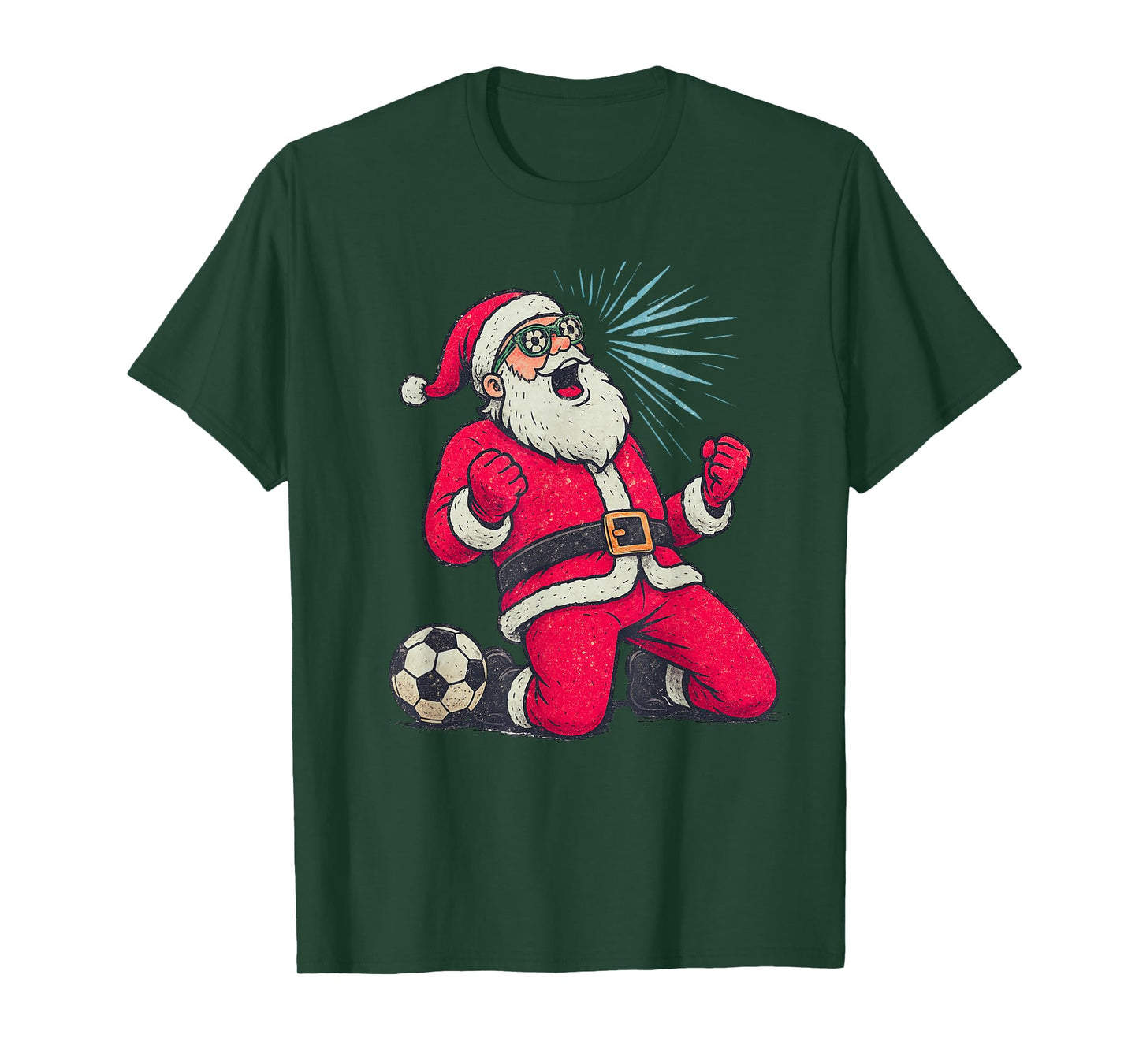 Santa Playing Soccer Christmas Vintage Funny Xmas Holiday T-Shirt