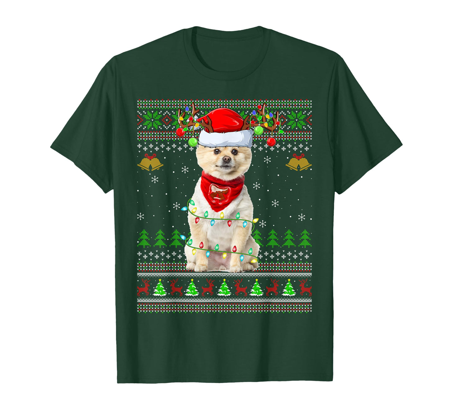 Pomeranian Dog Ugly Christmas Sweaters Holiday Santa Xmas T-Shirt