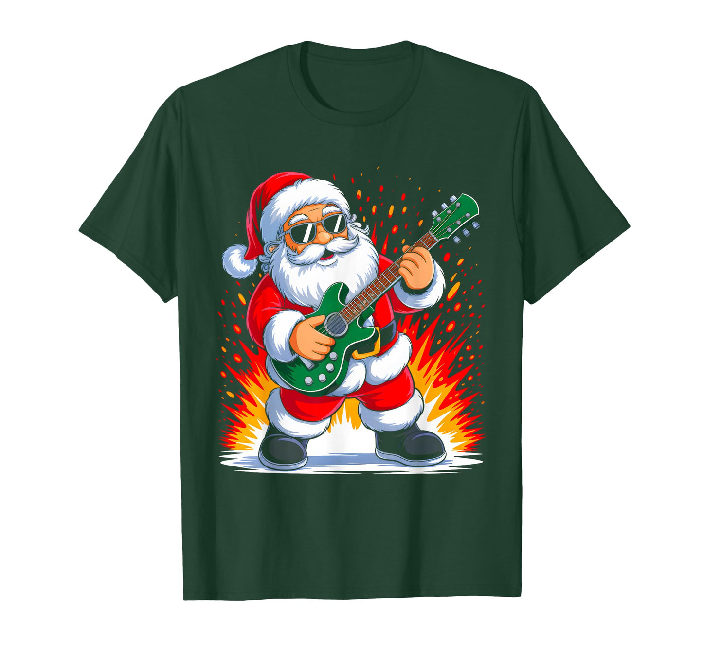 Guitar Classic Santa Playing Drums Funny Christmas Xmas T-Shirt