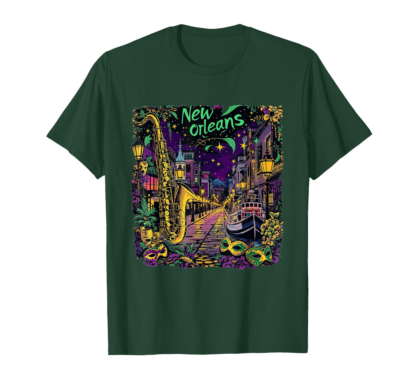 Vintage New Orleans Louisiana Sunset Skyline Cityscape Retro T-Shirt