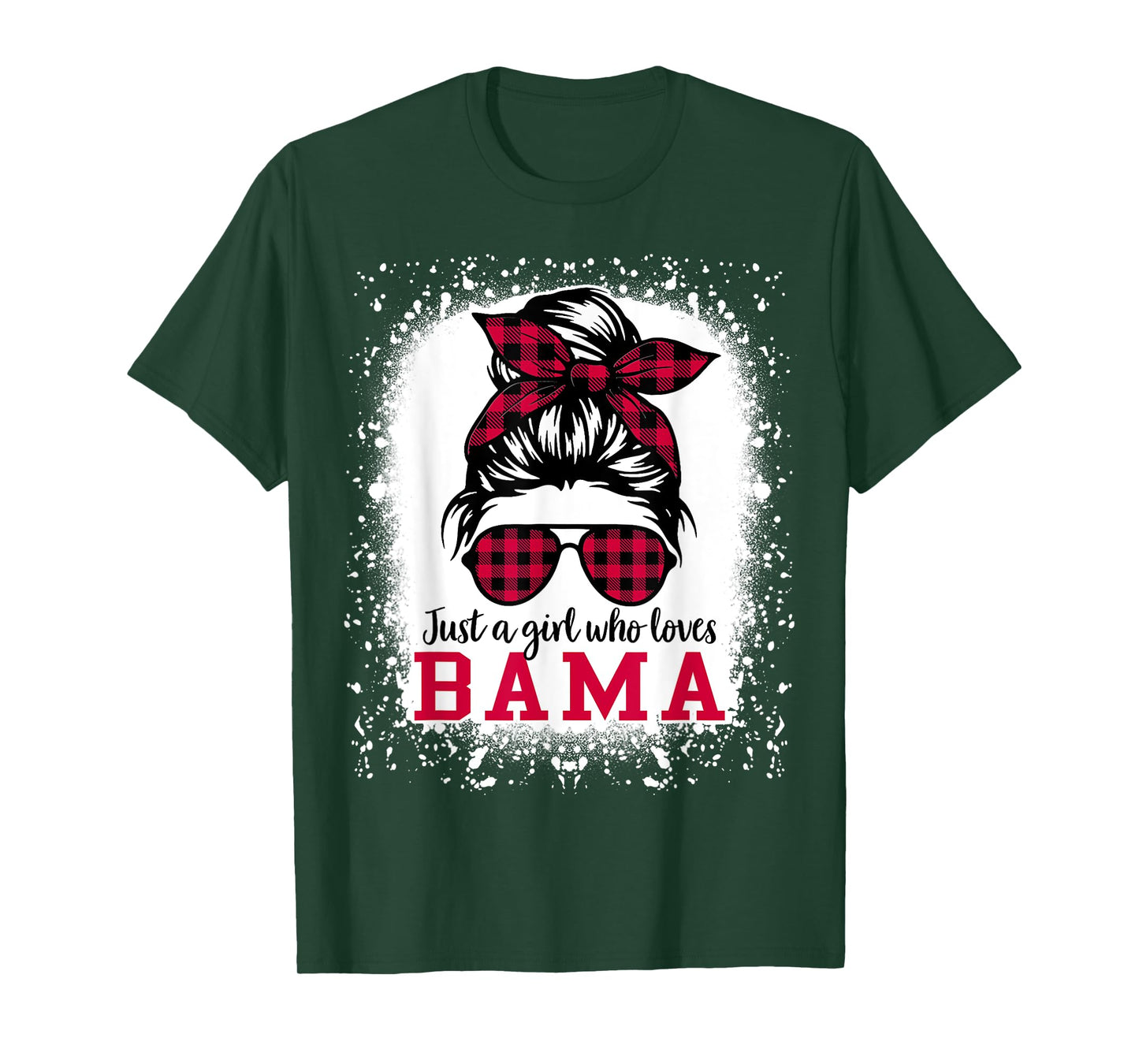 BAMA ALABAMA Women Girls Messy Bun Hair, Alabama State Pride T-Shirt