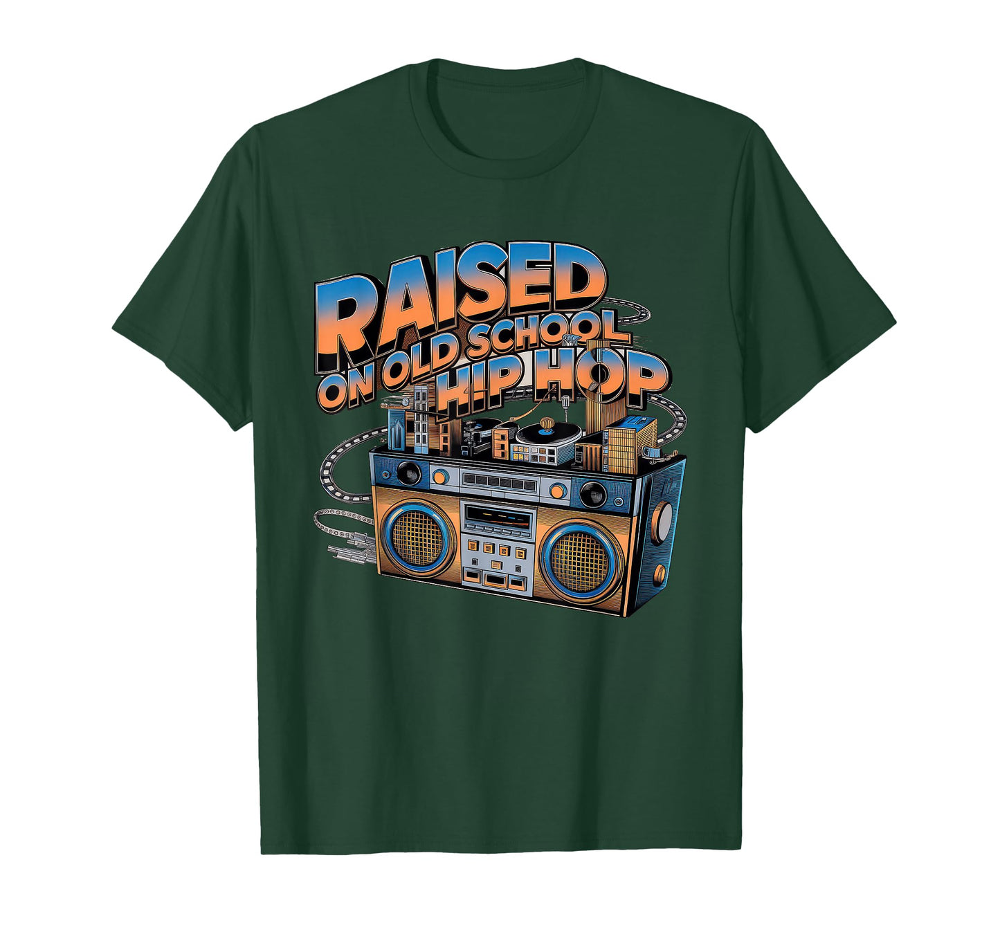 RAISED ON OLD SCHOOL HIP HOP Tshirt Cassette Graffiti Rap T-Shirt
