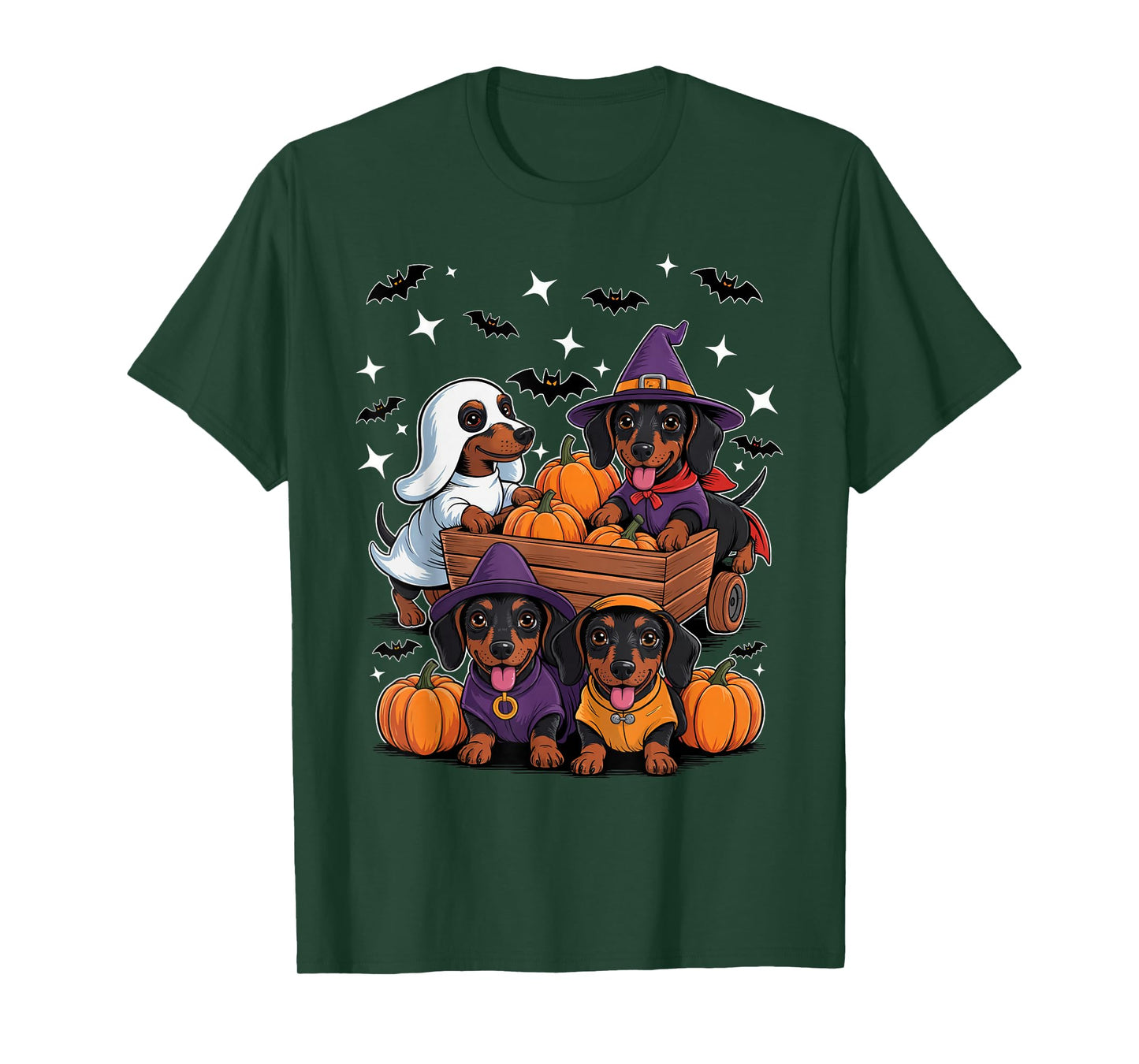Weiner Dog Witch Happy Halloweenie Cute Halloween Dachshund T-Shirt