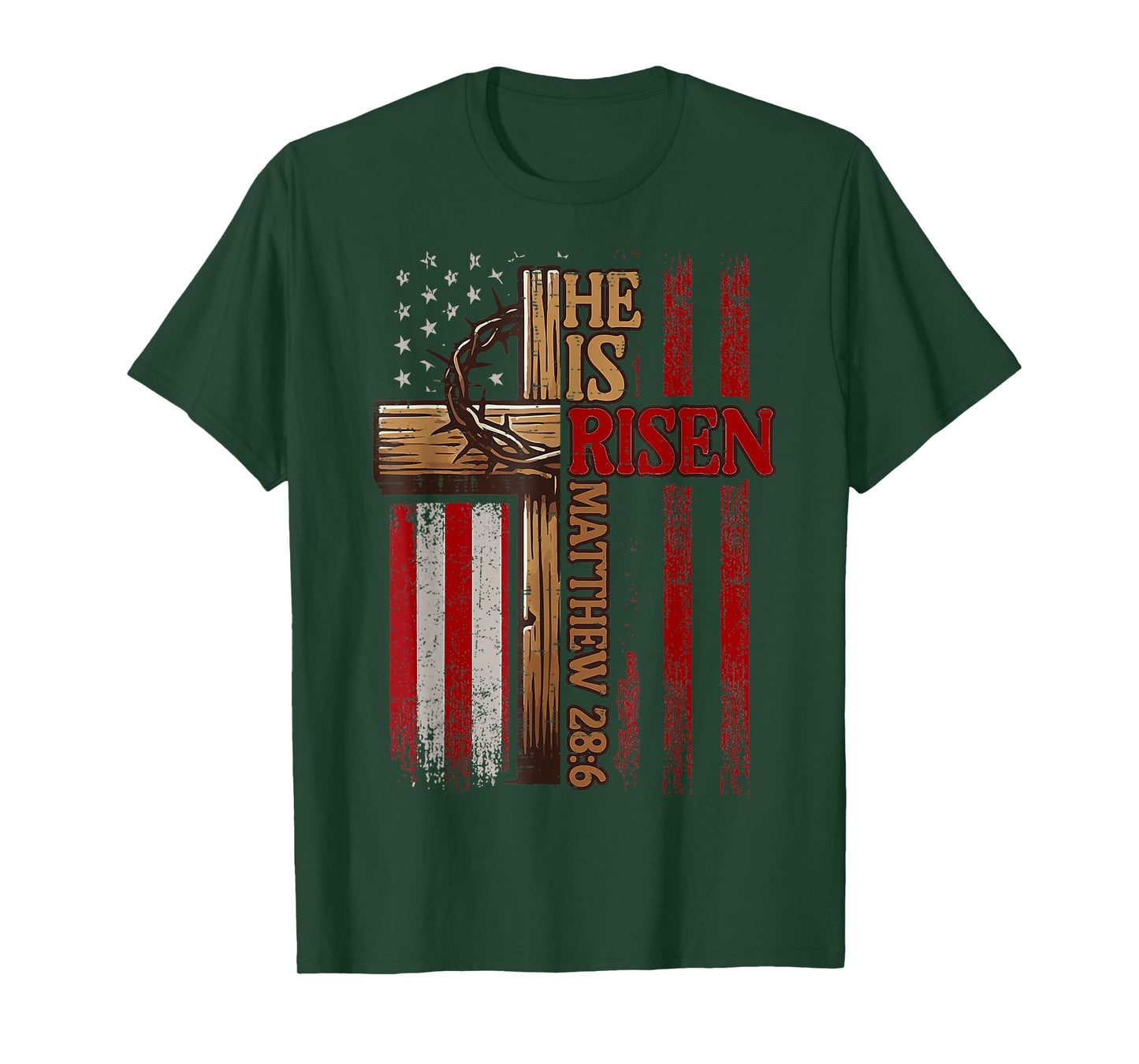 Easter Cross He Is Risen Jesus Christian Men Women Kid Youth T-Shirt