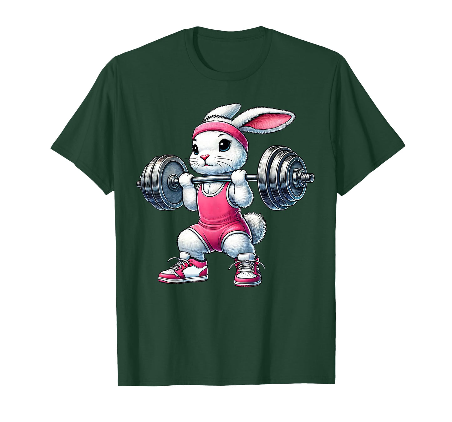 Easter Bunny Lifting Weight Gym Fitness Workout Training T-Shirt