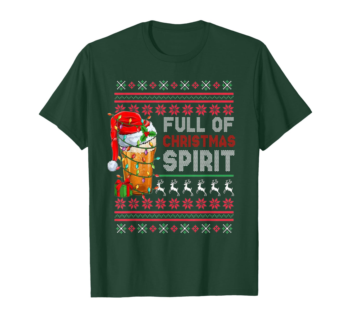 Full of Christmas Spirit Probably Bourbon Xmas Drinking T-Shirt
