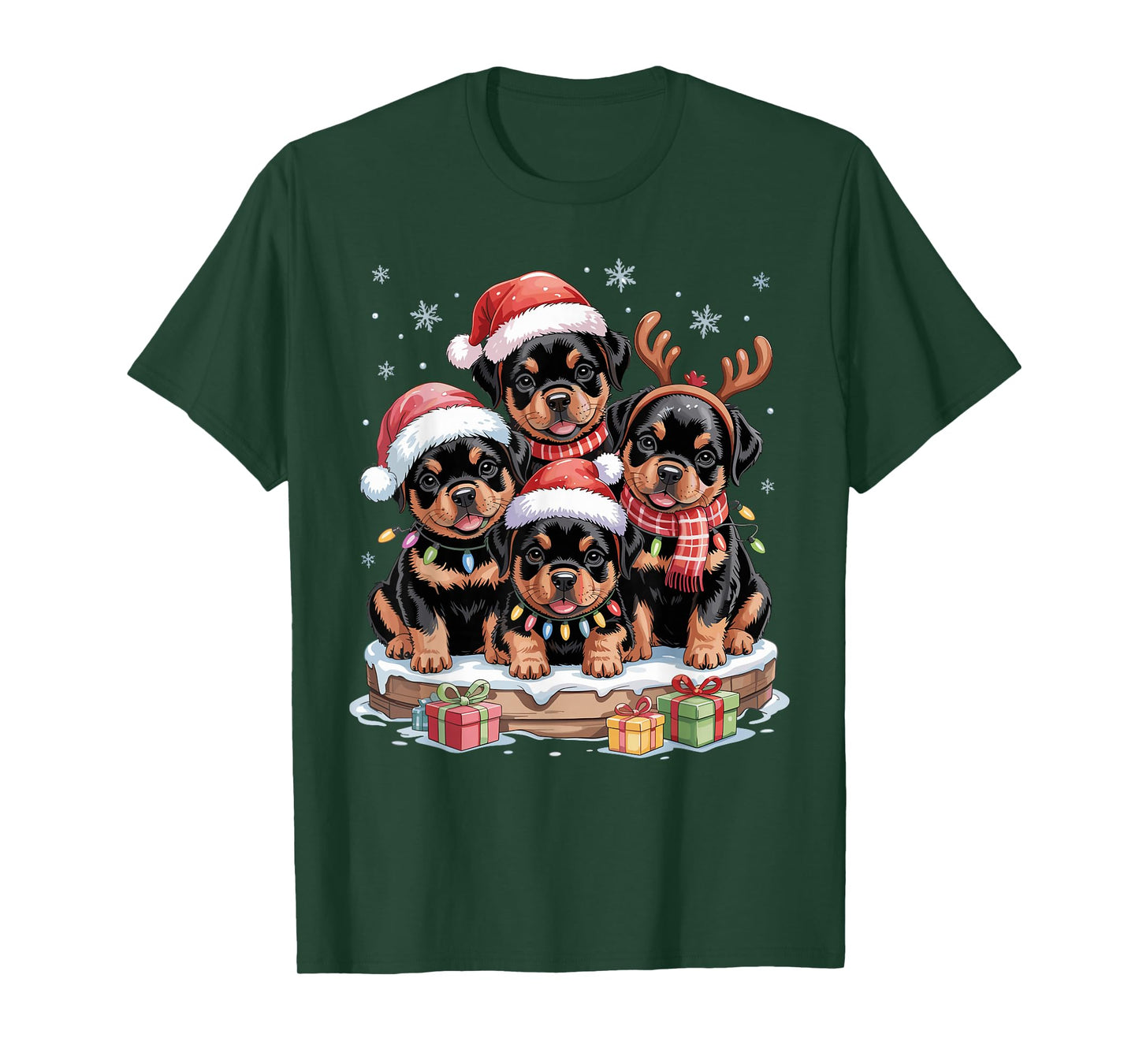 Cute Rottweiler Christmas Puppies Dog Lovers Funny Holiday T-Shirt