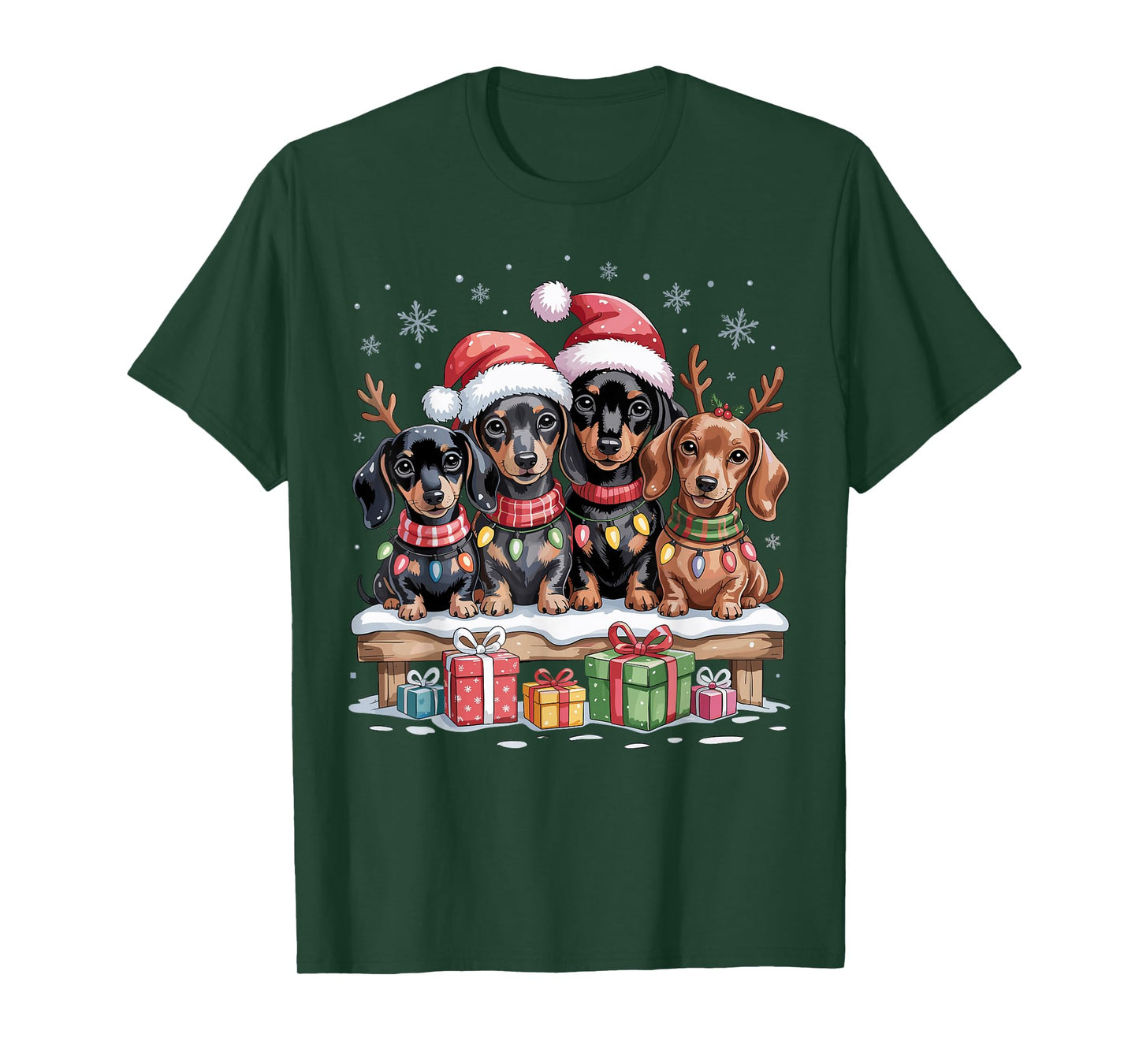 Cute Dachshund Christmas Puppies Dog Lovers Holiday Pajama T-Shirt