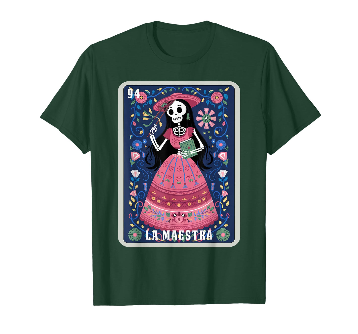 La Maestra Halloween Mexican Bingo Card Teacher Lottery Card T-Shirt
