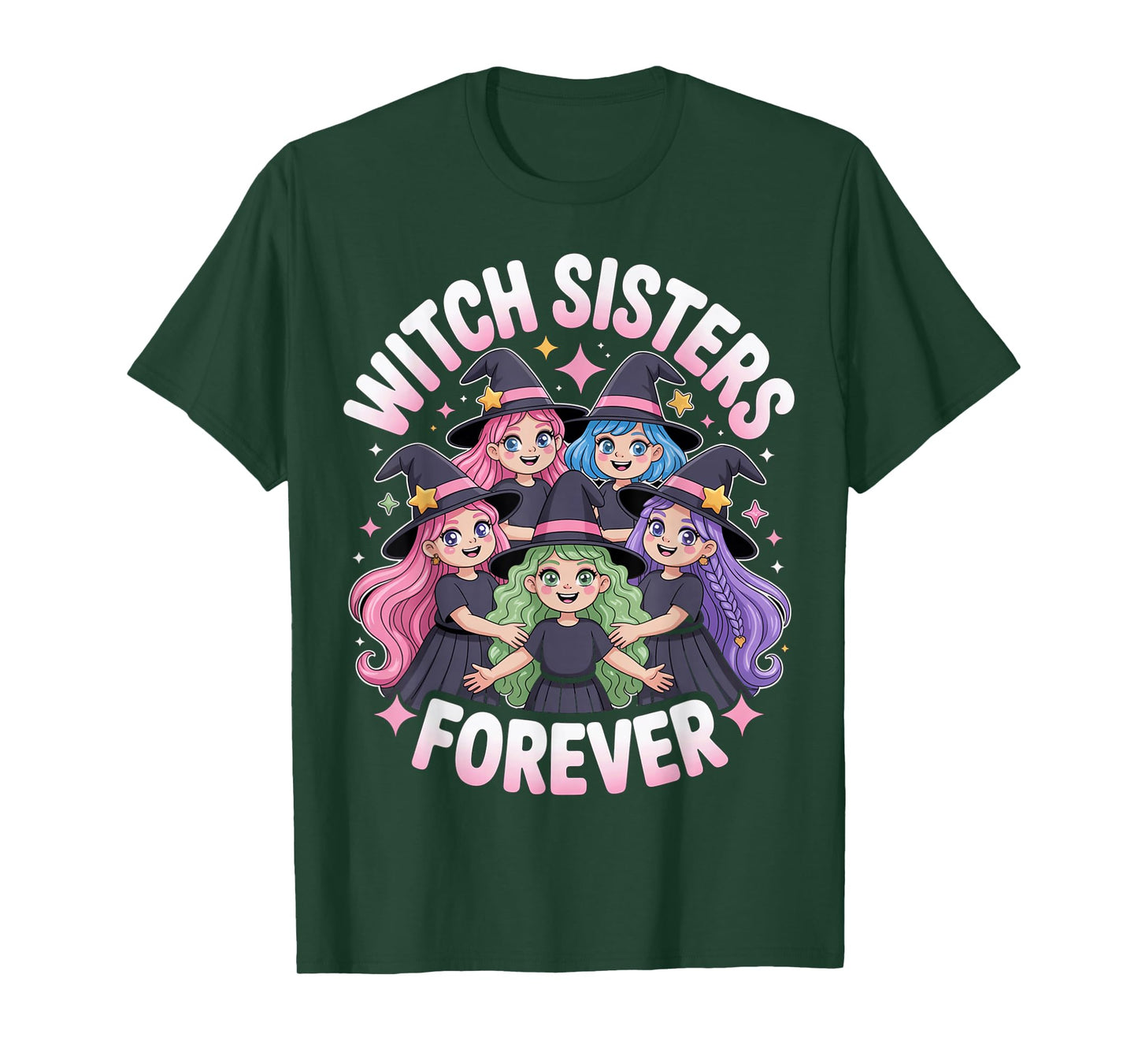 Witch Sisters Forever Matching Halloween Sorority Bestie BFF T-Shirt