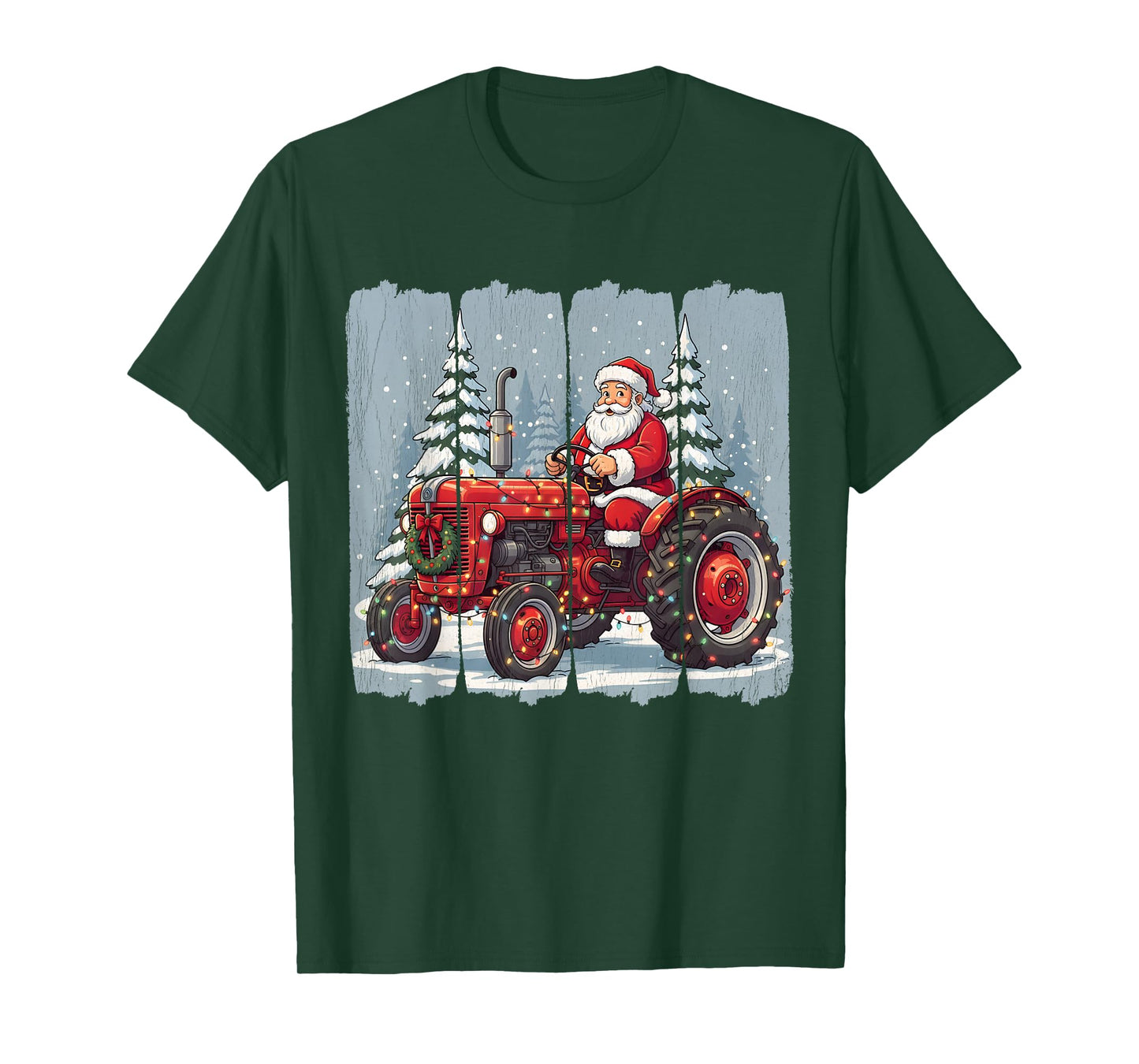 Santa Claus Tractor Christmas Farmer Brushstroke Retro T-Shirt