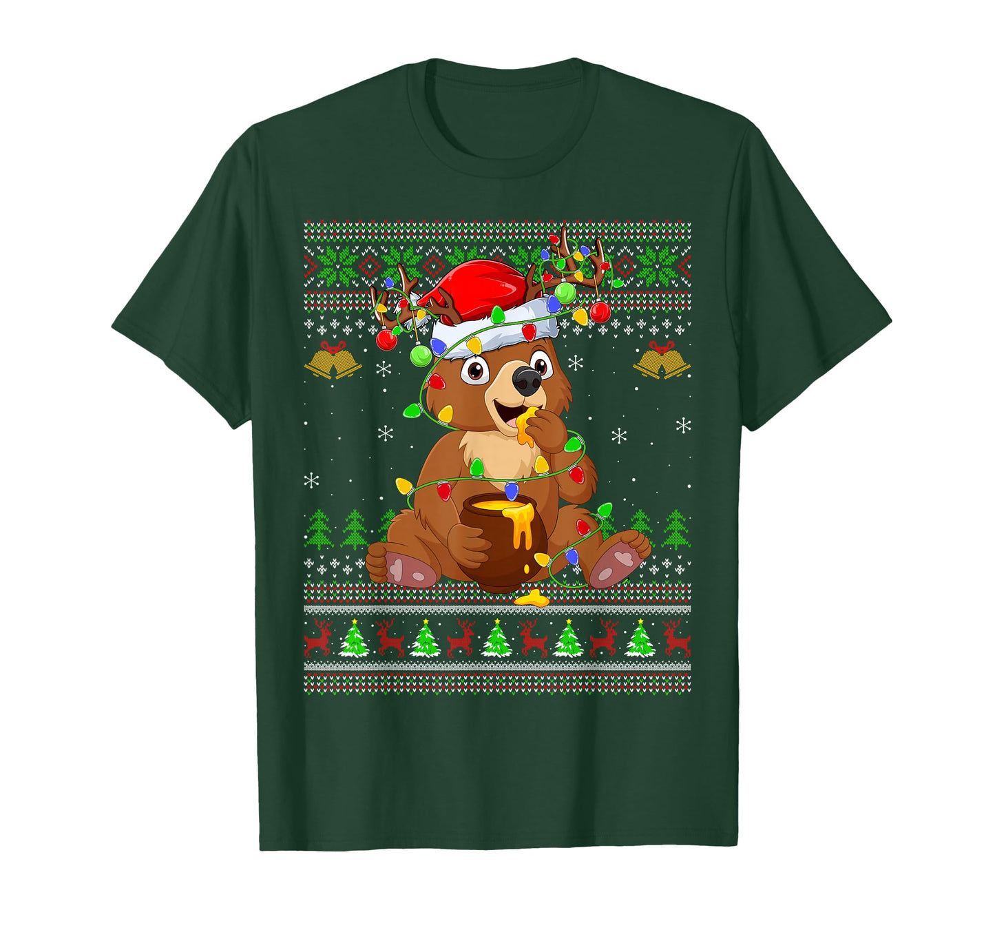 Funny Bear Ugly Christmas Sweaters Holiday Santa Cute Xmas T-Shirt