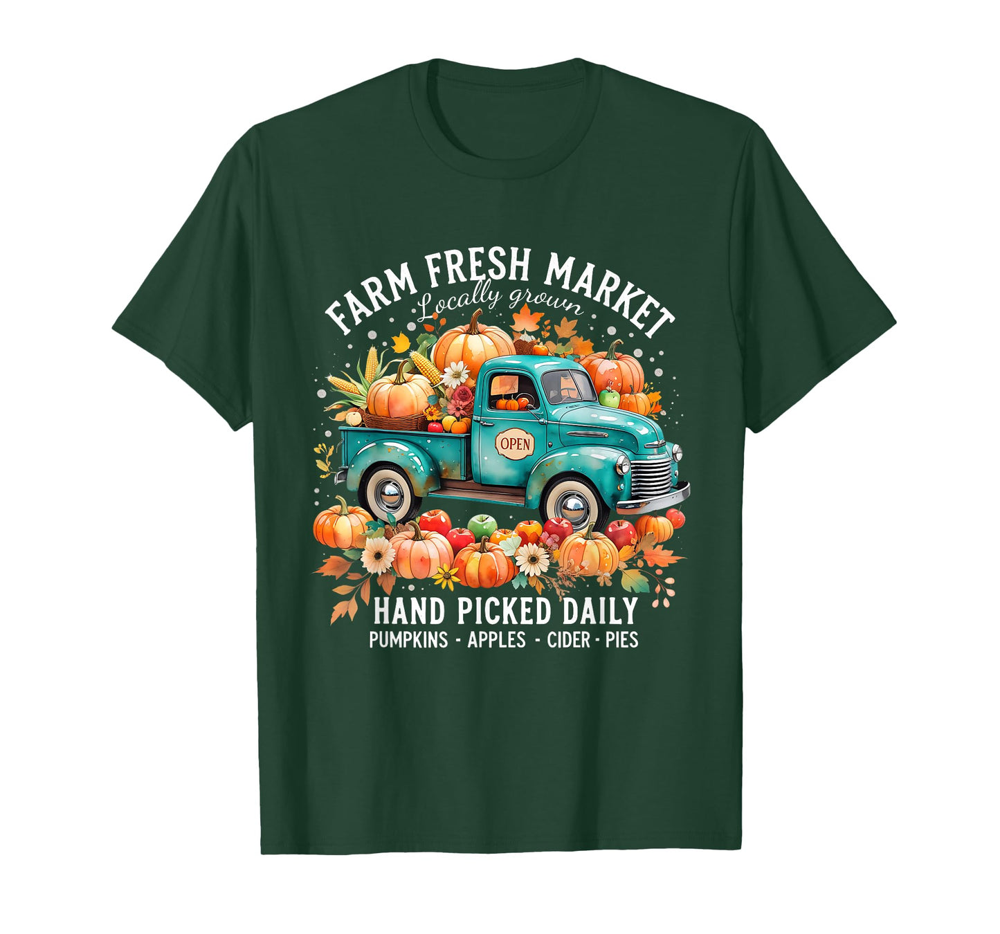 Farm Fresh Market Vintage Truck Pumpkin Fall T-Shirt