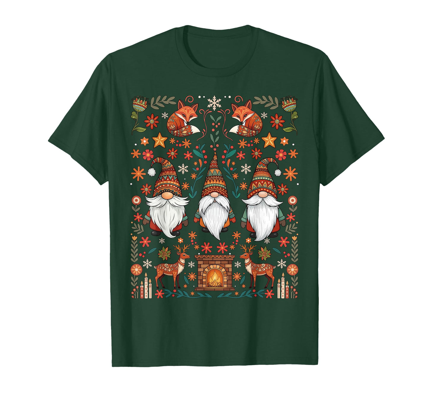 Gnomes Nordic Hygge Folk Art Scandinavian Christmas T-Shirt
