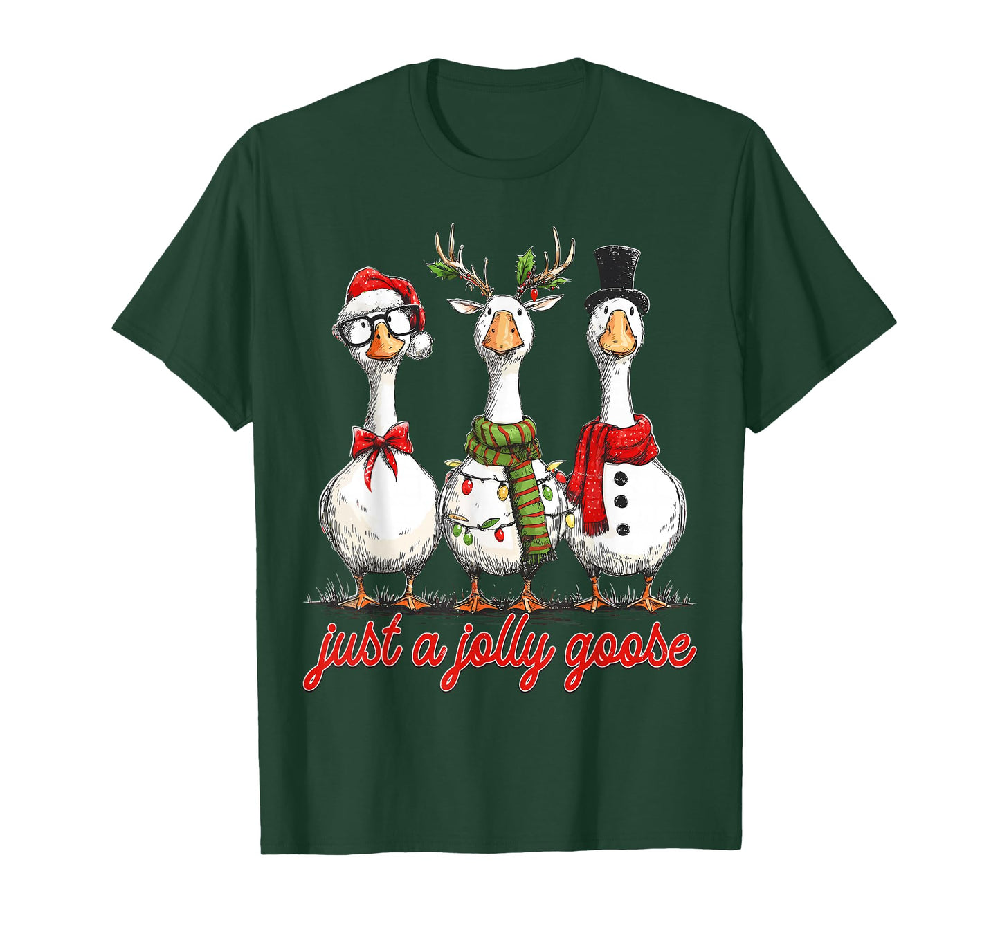 Vintage Christmas Silly Goose Santa Reindeer Men Women Kids T-Shirt