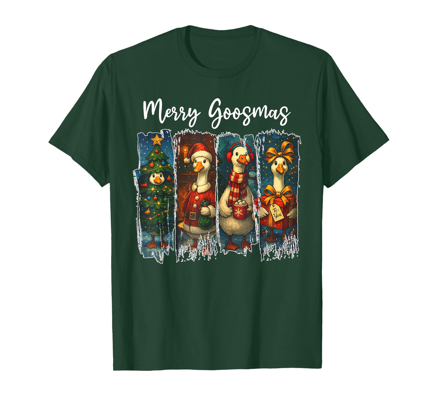 Funny Retro Merry Goosemas Christmas Silly Goose Xmas Lights T-Shirt