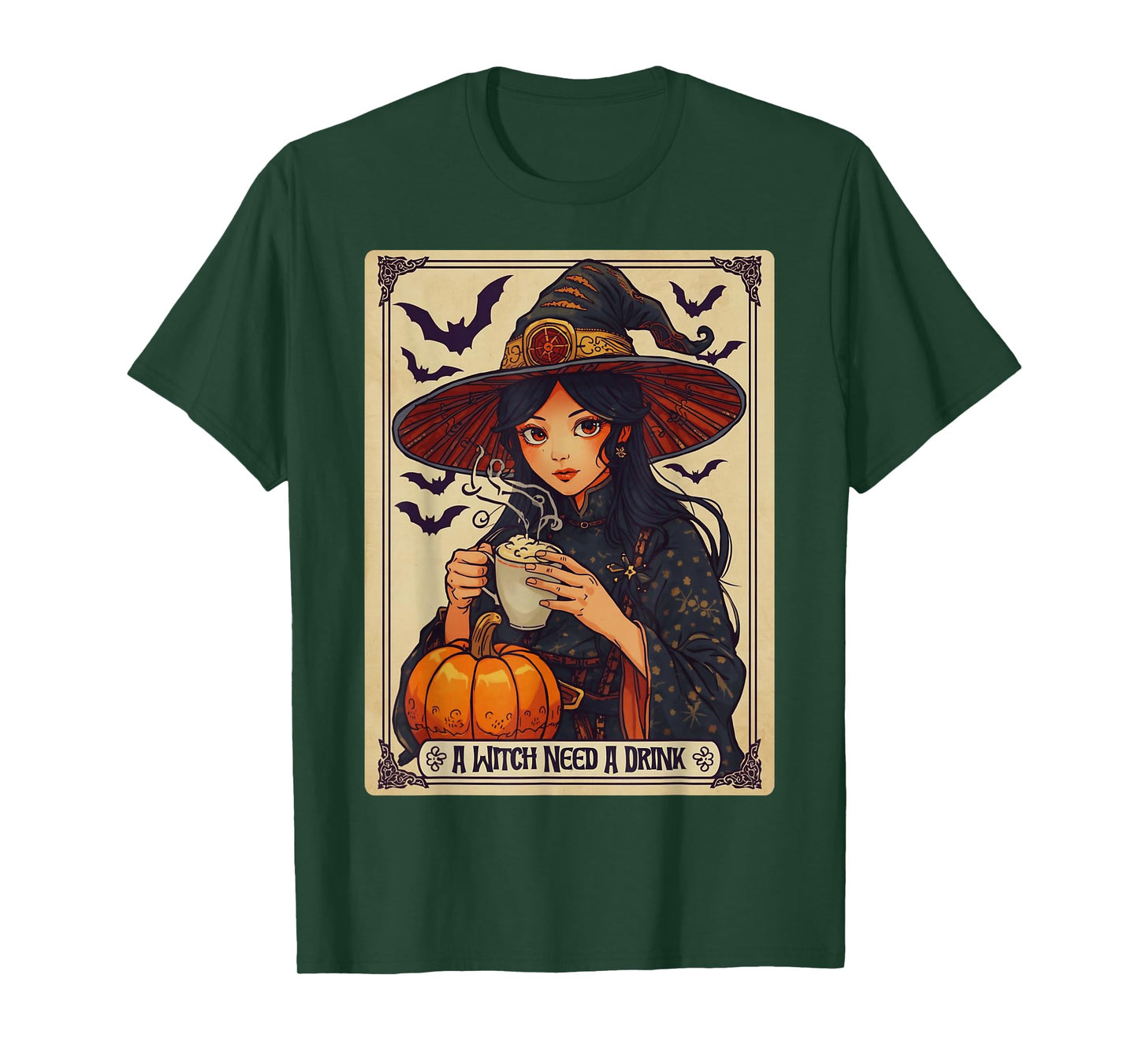 Vintage Halloween Witch Pumpkin Spice Latte Syrup Creamer T-Shirt