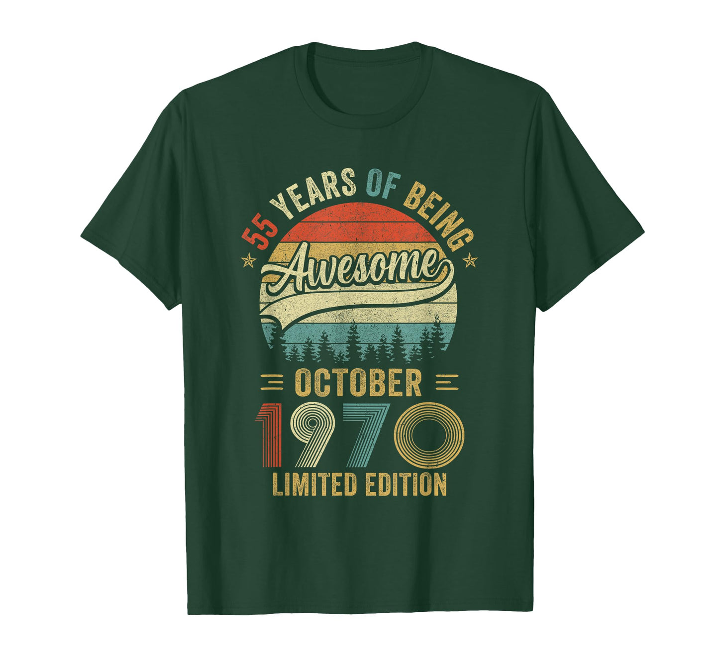 Vintage October 1970 Old 55Th Birthday Men Women T-Shirt