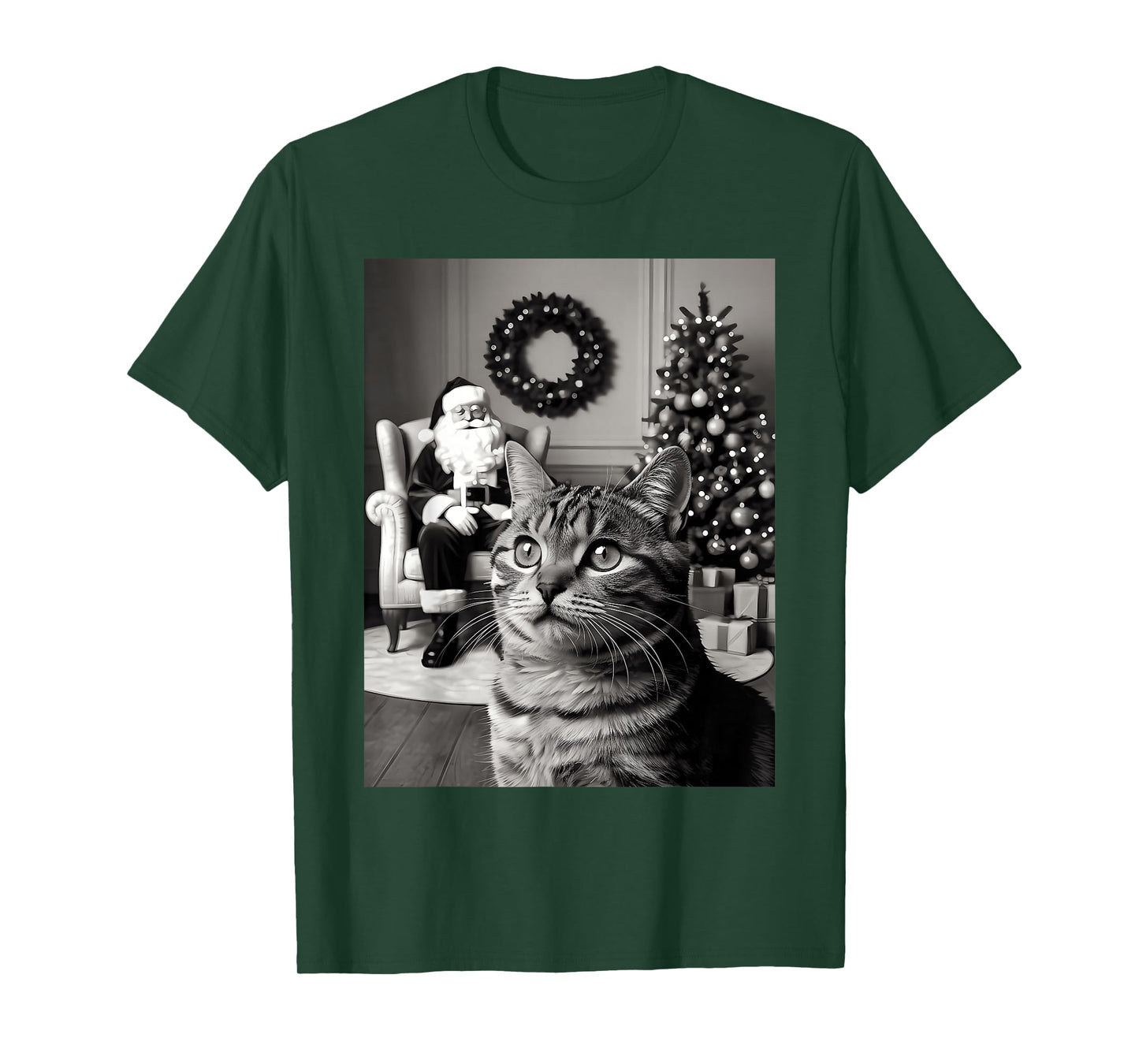 Christmas Santa Claus Merry X-Mas Funny Cat Selfie Cat Lover T-Shirt