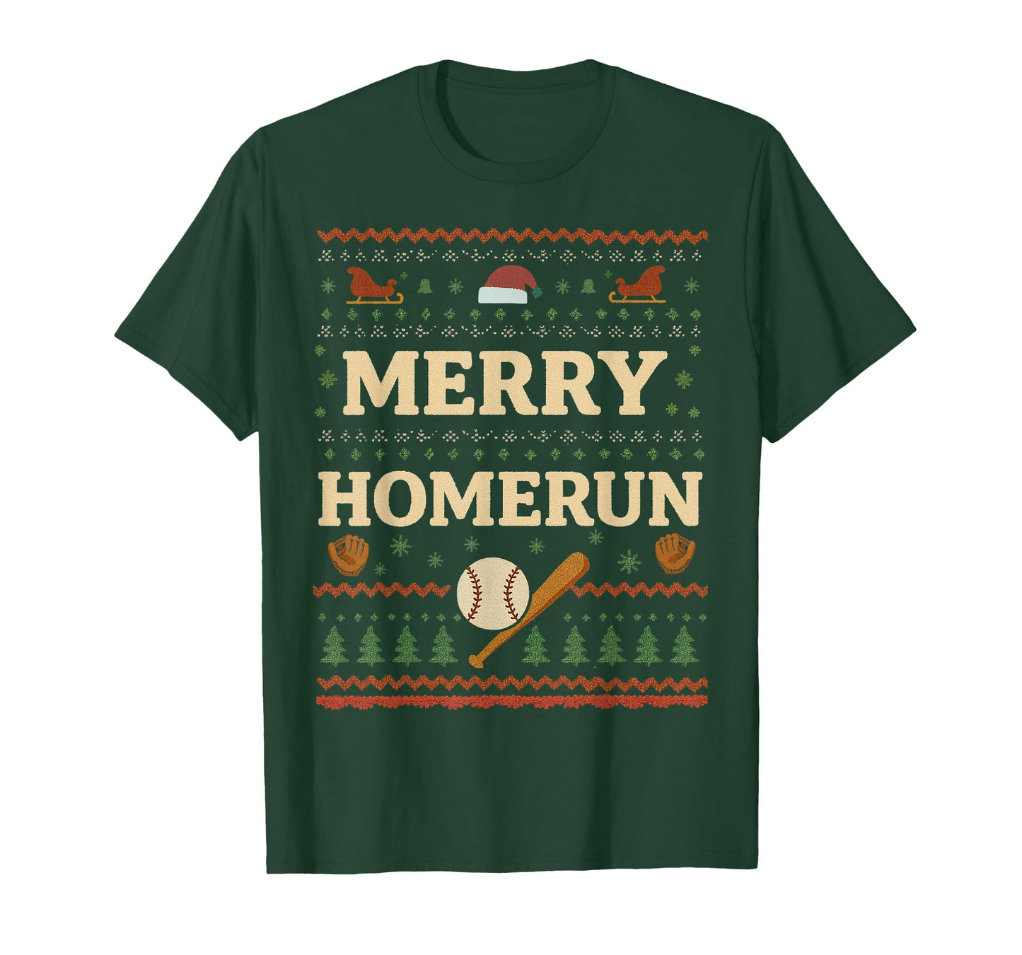 Merry Homerun Baseball Xmas Holiday Funny Christmas T-Shirt
