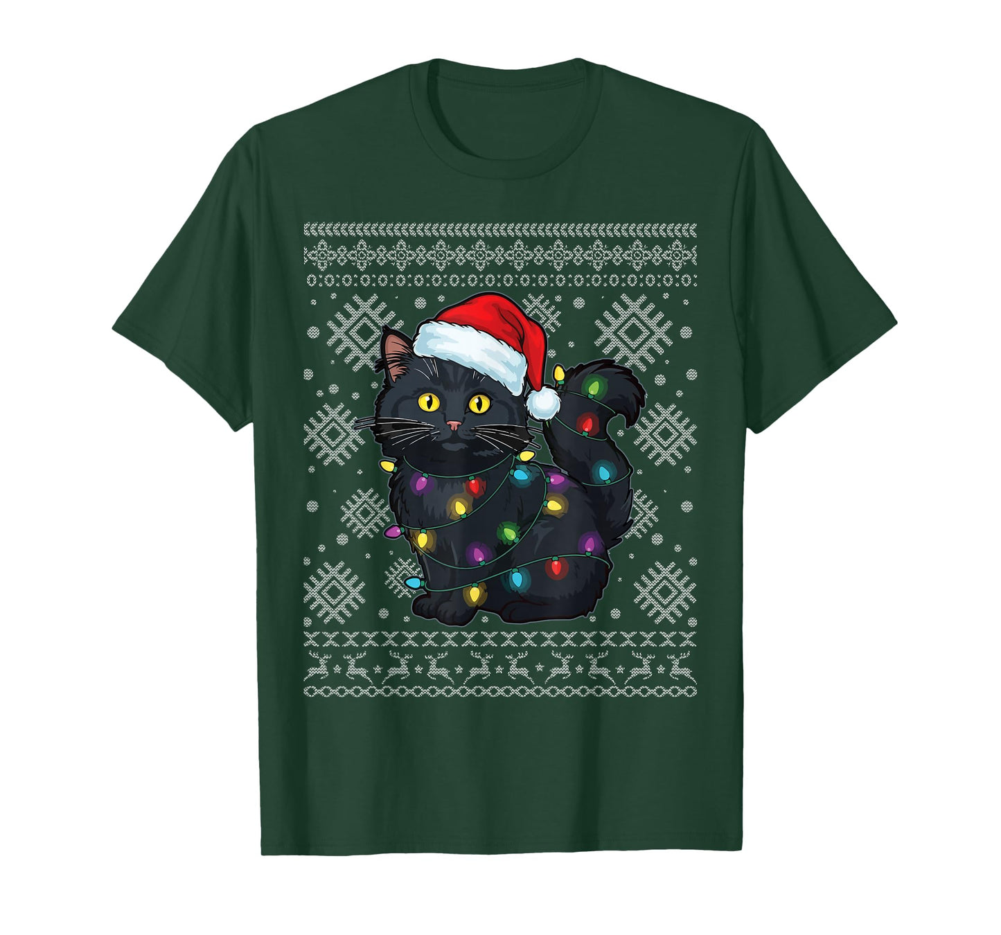 Santa Cat Happy Christmas Funny Ugly Christmas T-Shirt