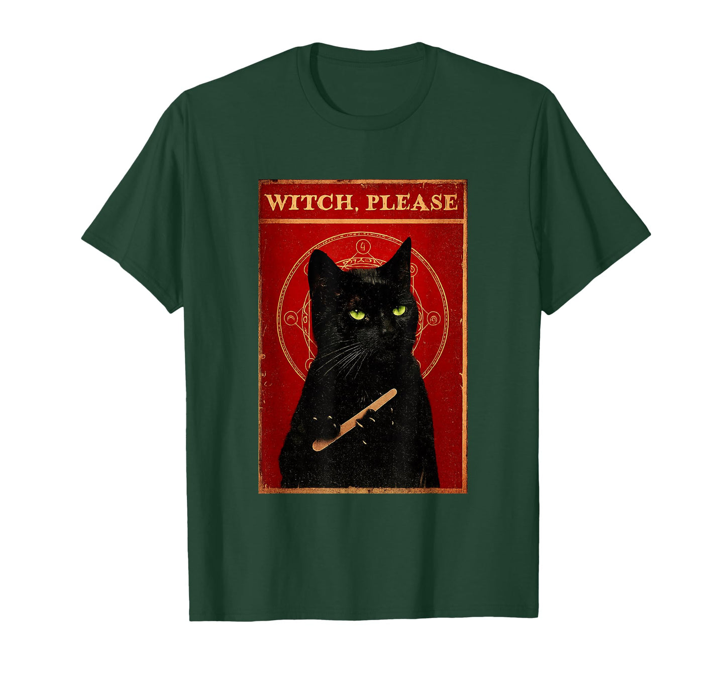 Black Cat Witch Please Funny Halloween Design T-Shirt