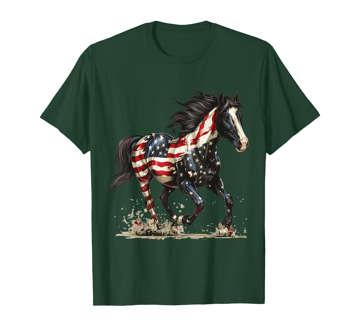 Patriotic Horse USA Flag Vintage Horse 4th Of July Women Men T-Shirt