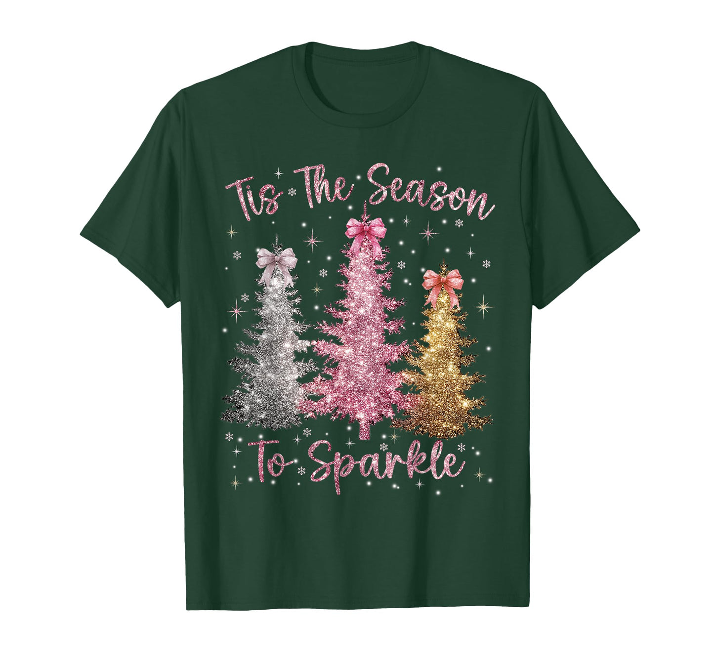 Tis The Season Sparkle Christmas Tree Xmas Women Girl T-Shirt