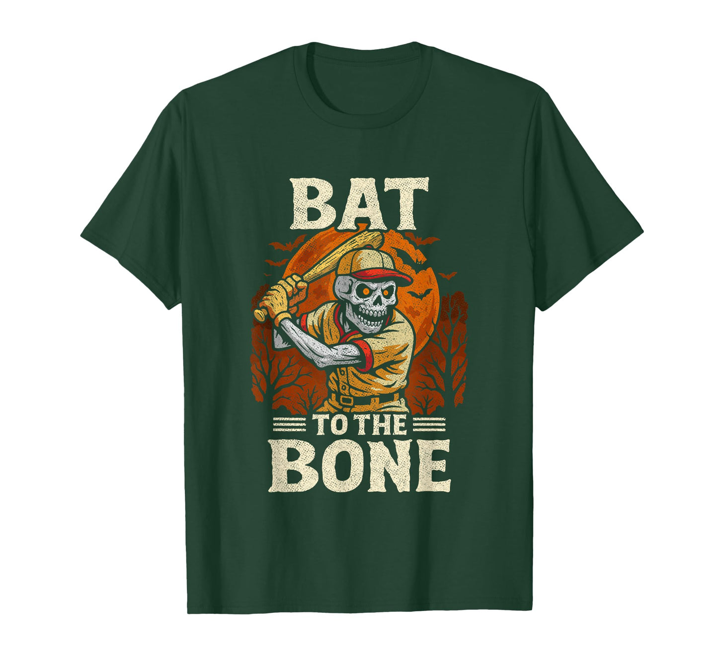 Halloween Bat Baseball Costume - Baseball Skeleton Halloween T-Shirt
