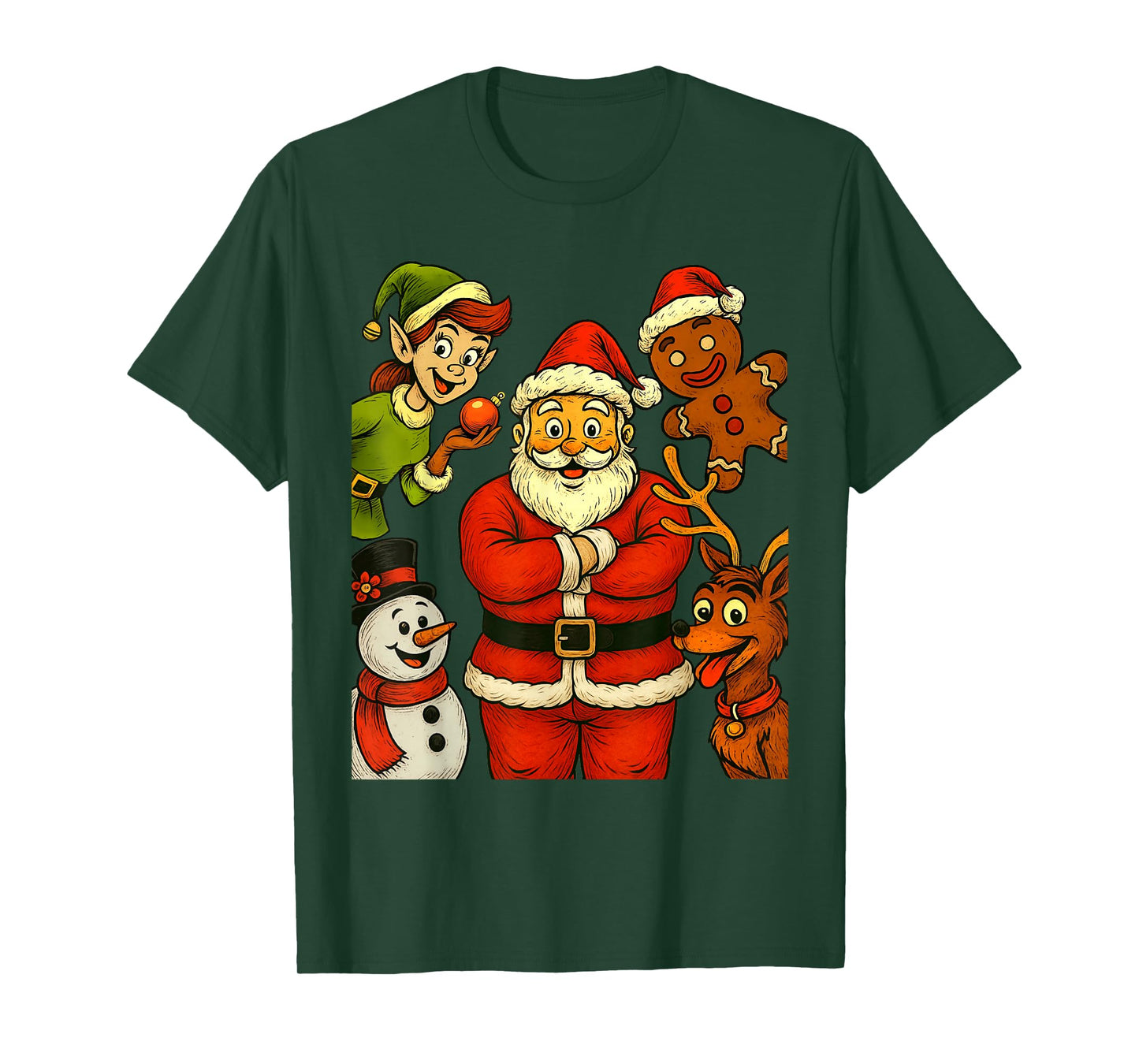 Santa Squad Elf Reindeer Gingerbread Snowman Christmas Xmas T-Shirt