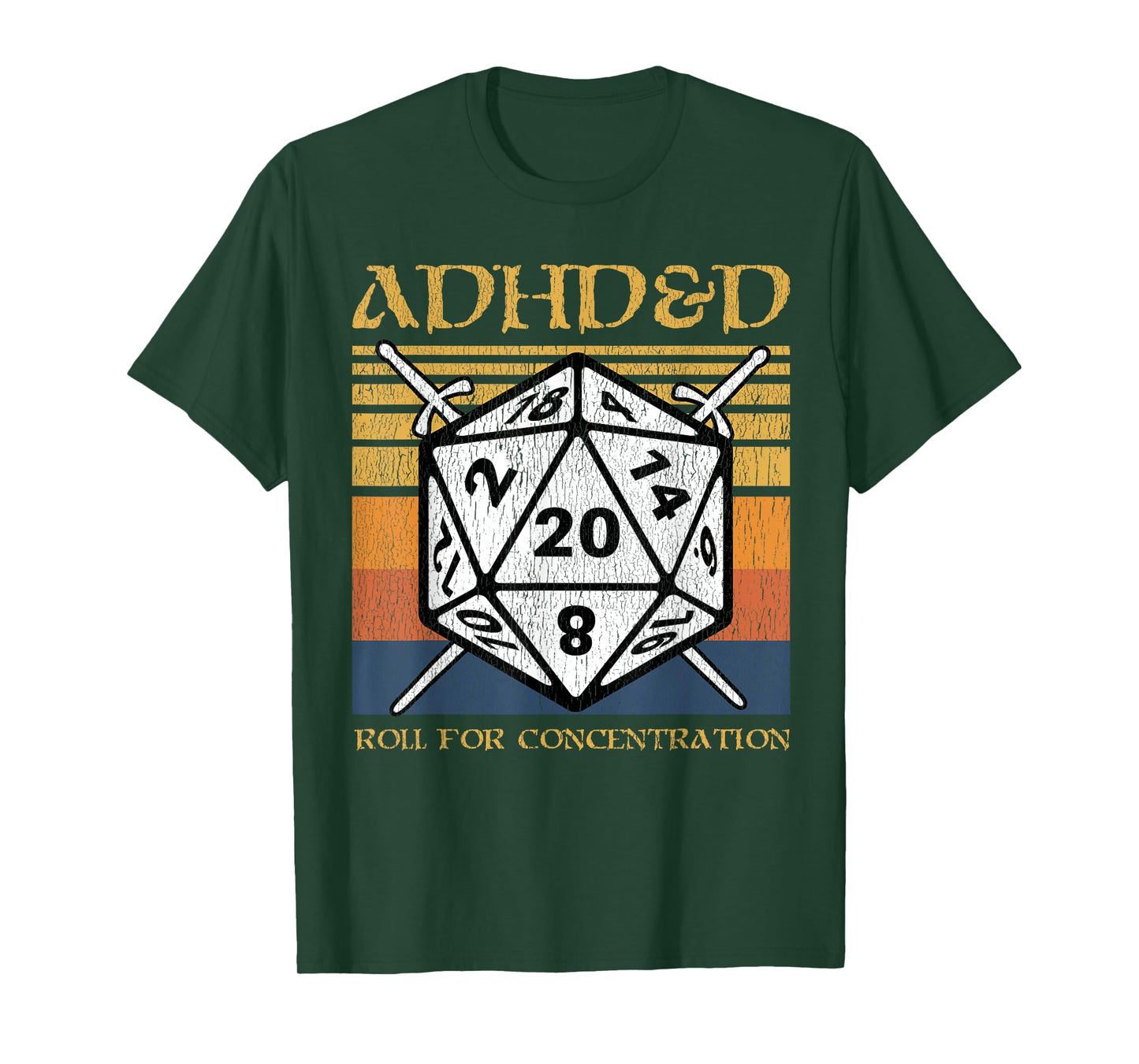 ADHD&D Roll For Concentration Retro Funny Table Top Gamer T-Shirt