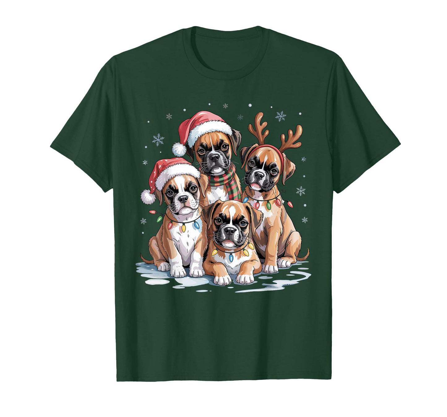 Cute Boxer Christmas Puppies Dog Lovers Funny Holiday T-Shirt