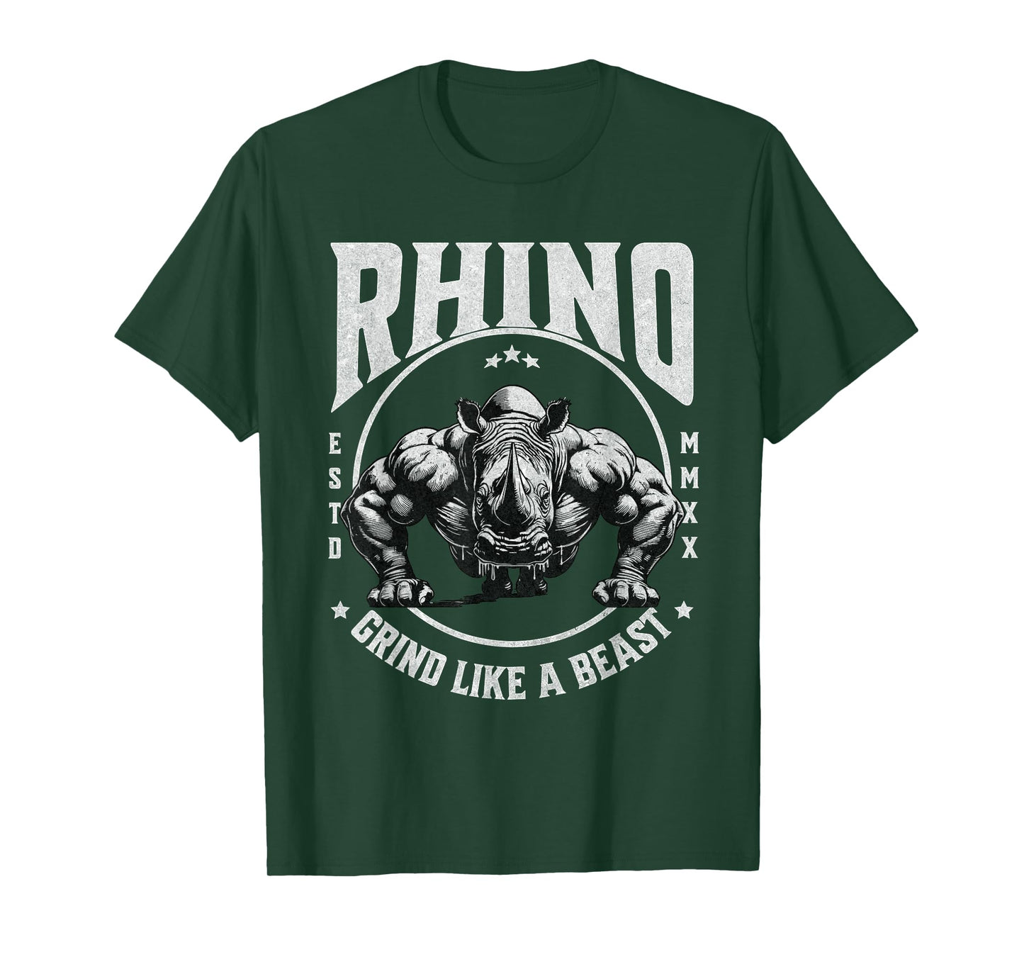 Rhino Grind Like a Beast Pushup Gym Motivation Workout T-Shirt