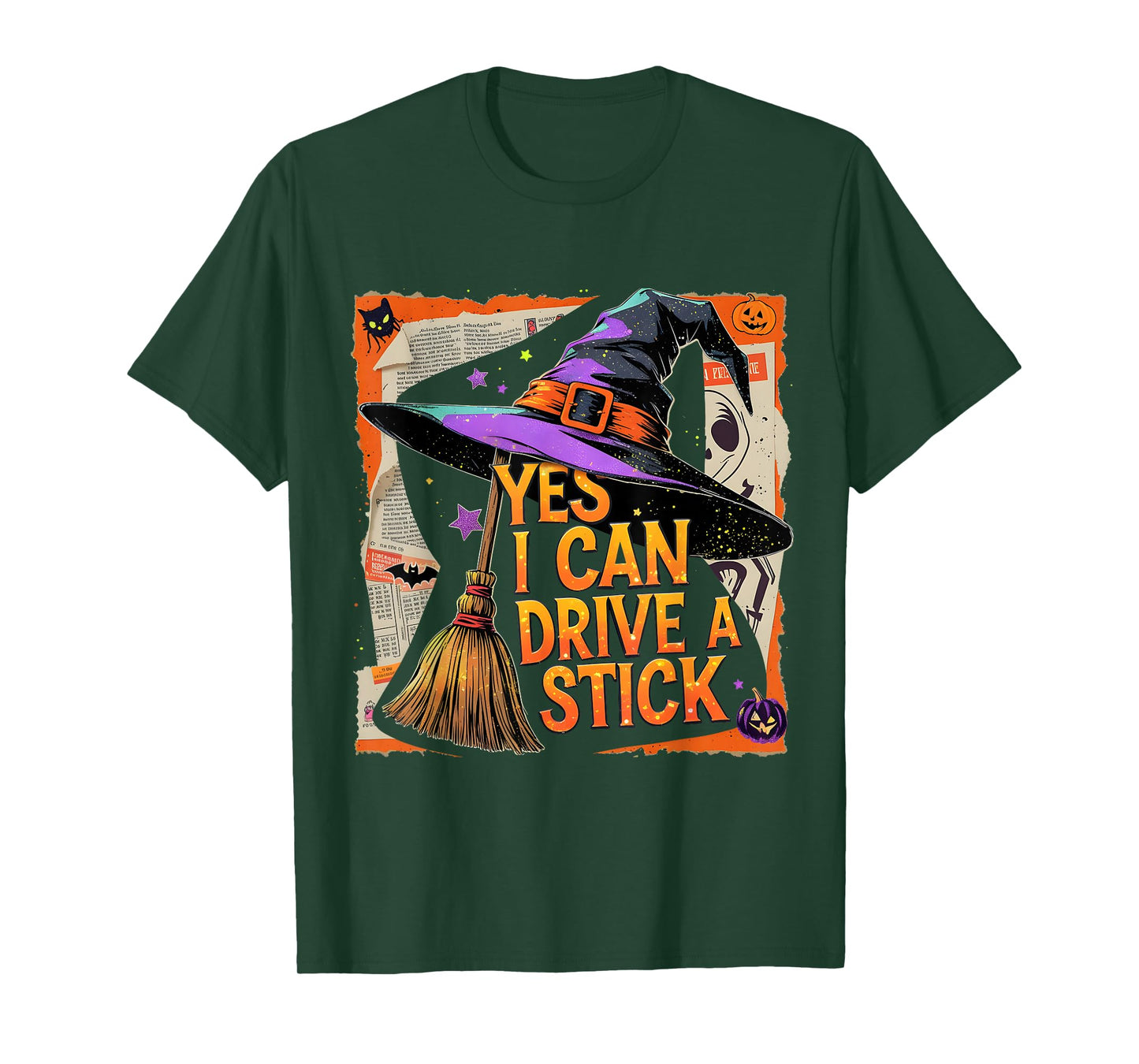 Yes I Can Drive a Stick Funny Halloween Witch Gift T-Shirt
