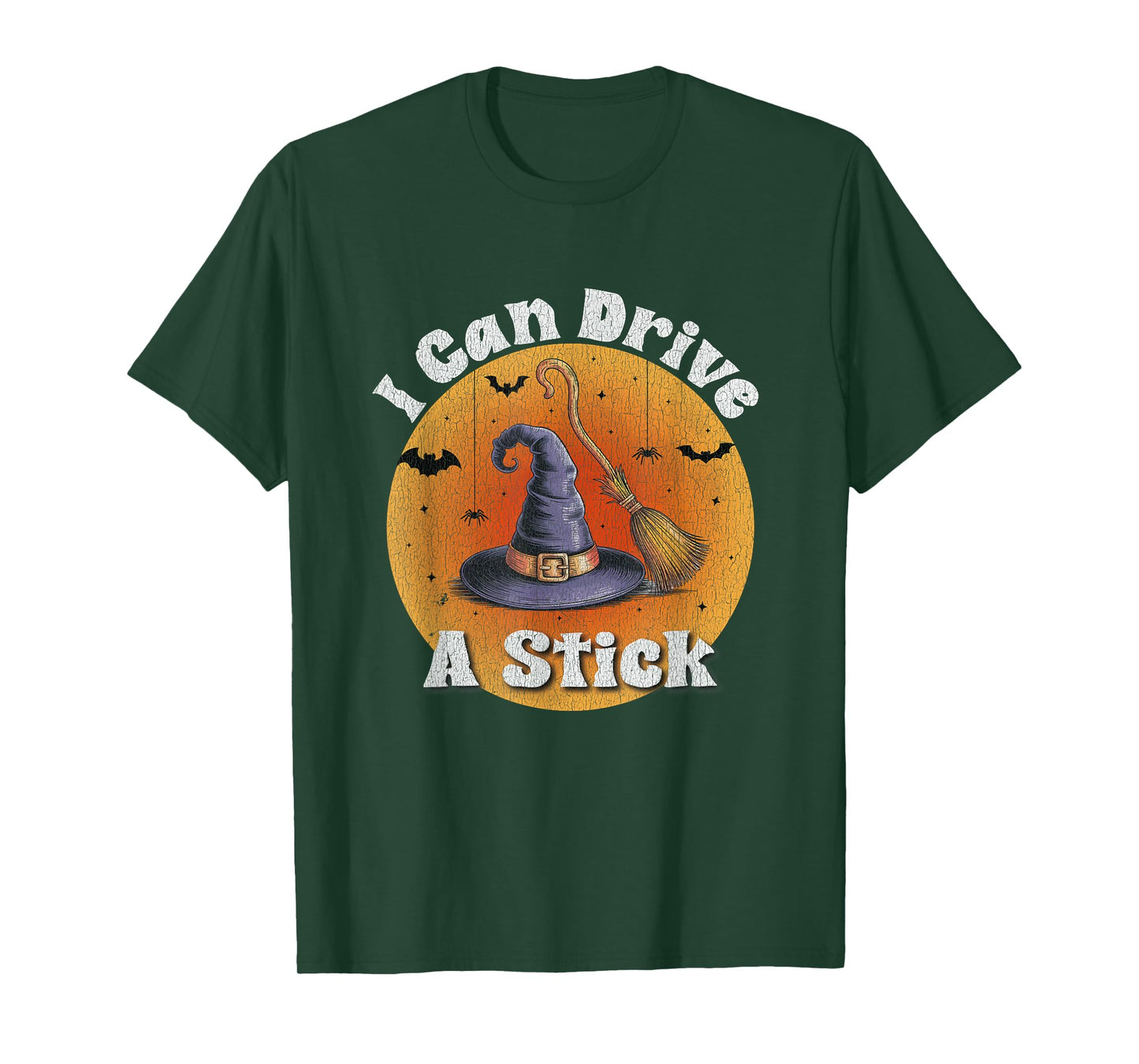 Yes I Can Drive A Stick Funny Halloween Spooky Witch T-Shirt