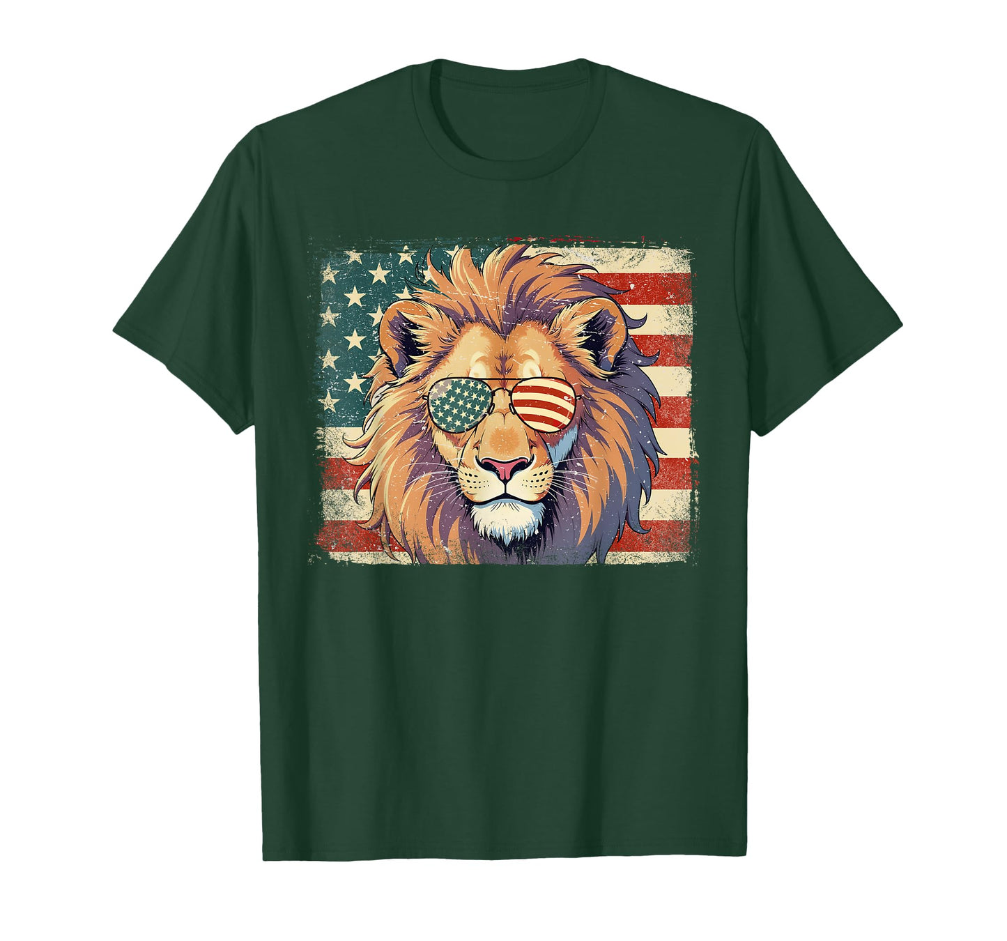 Patriotic Lion Lover USA Flag 4th Of July Funny T-Shirt