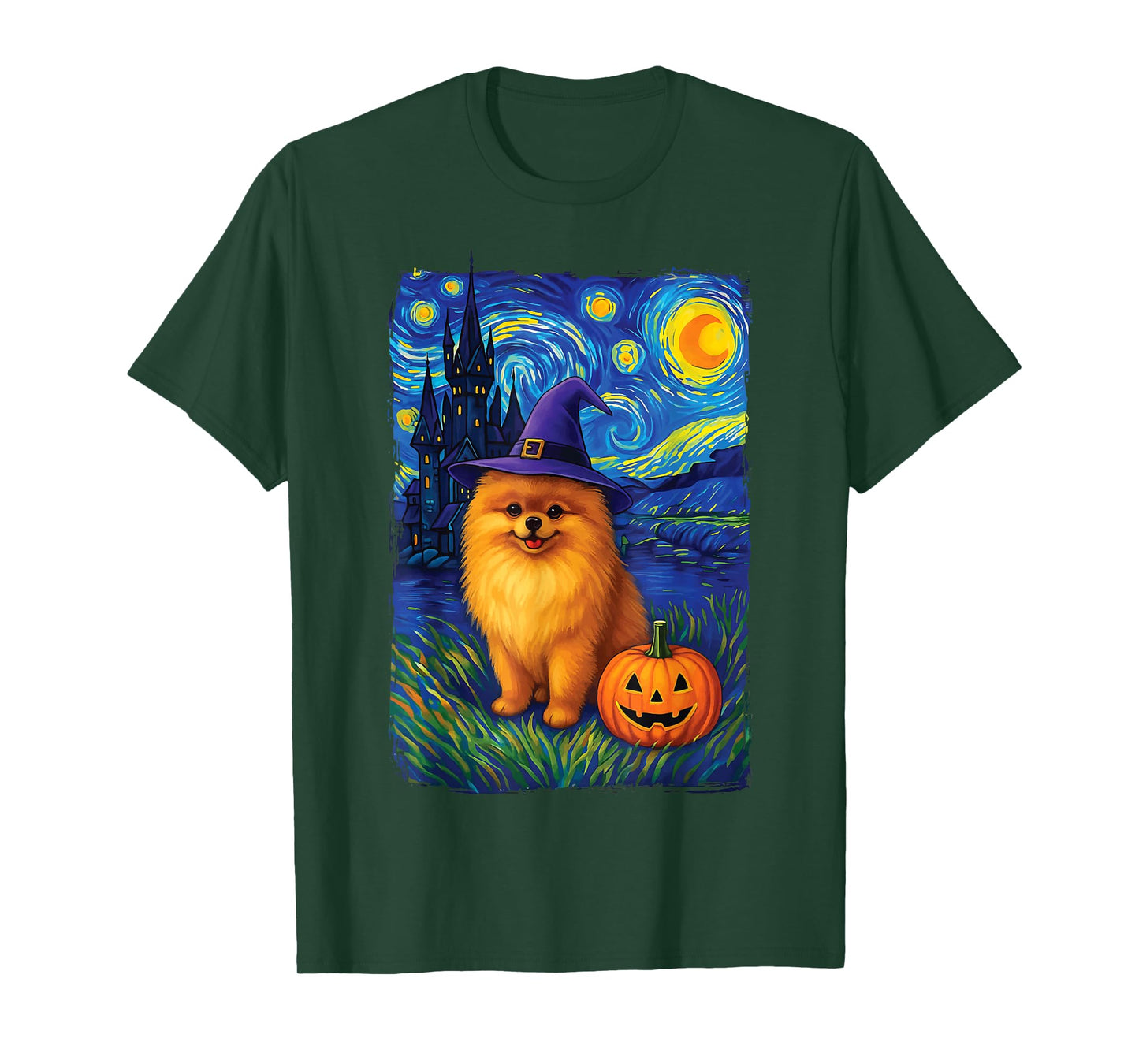 Pomeranian Starry Night Halloween T-Shirt