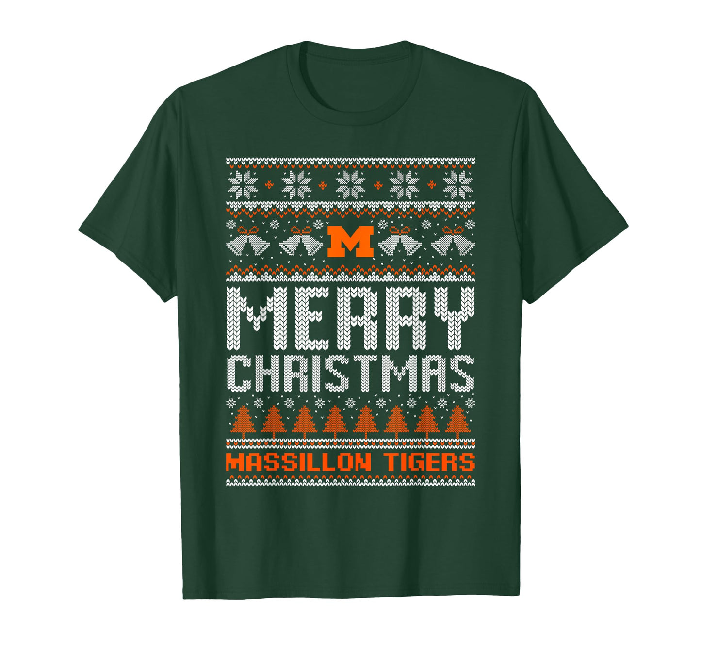 Massillon Tigers Logo Merry Christmas Ugly Sweater HS T-Shirt