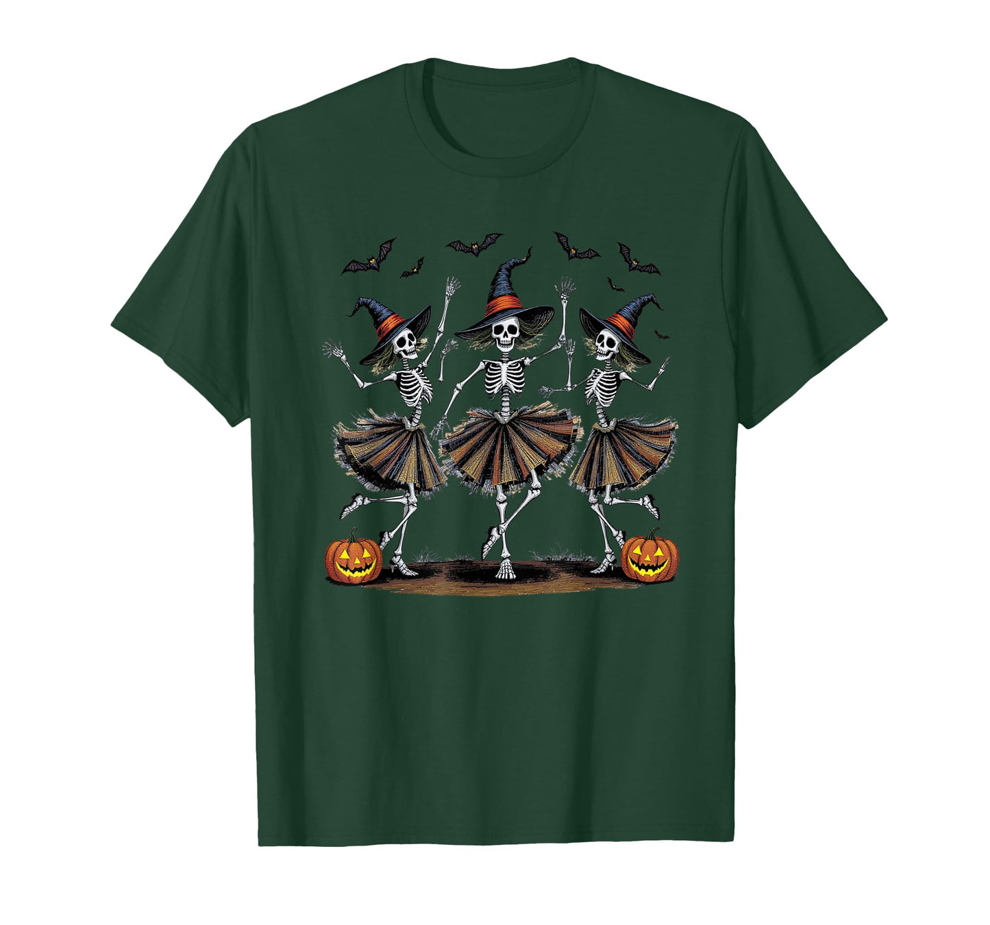 Dancing Skeleton Witches Halloween T-Shirt