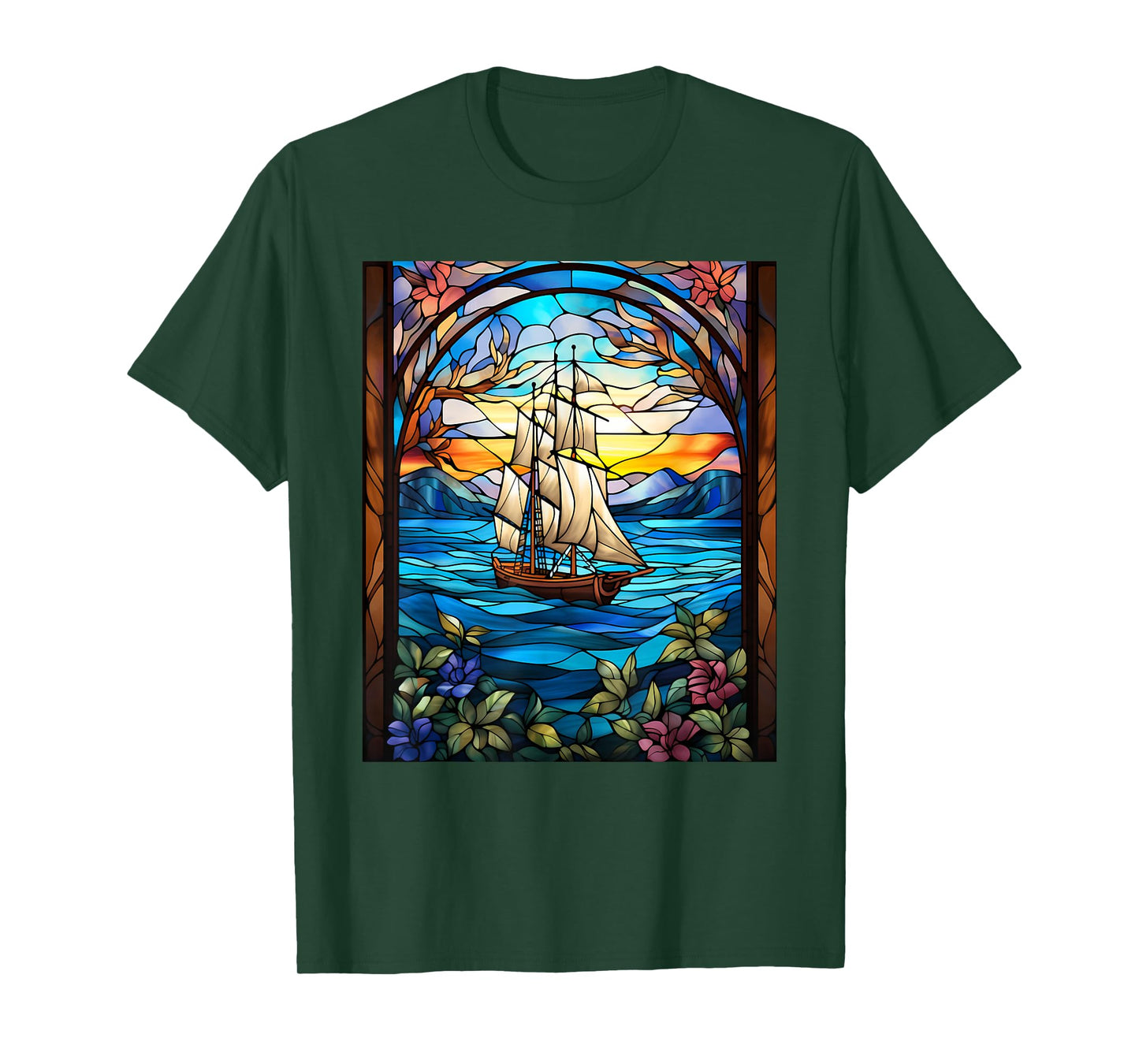 Stained Glass Style Sailing T-Shirt