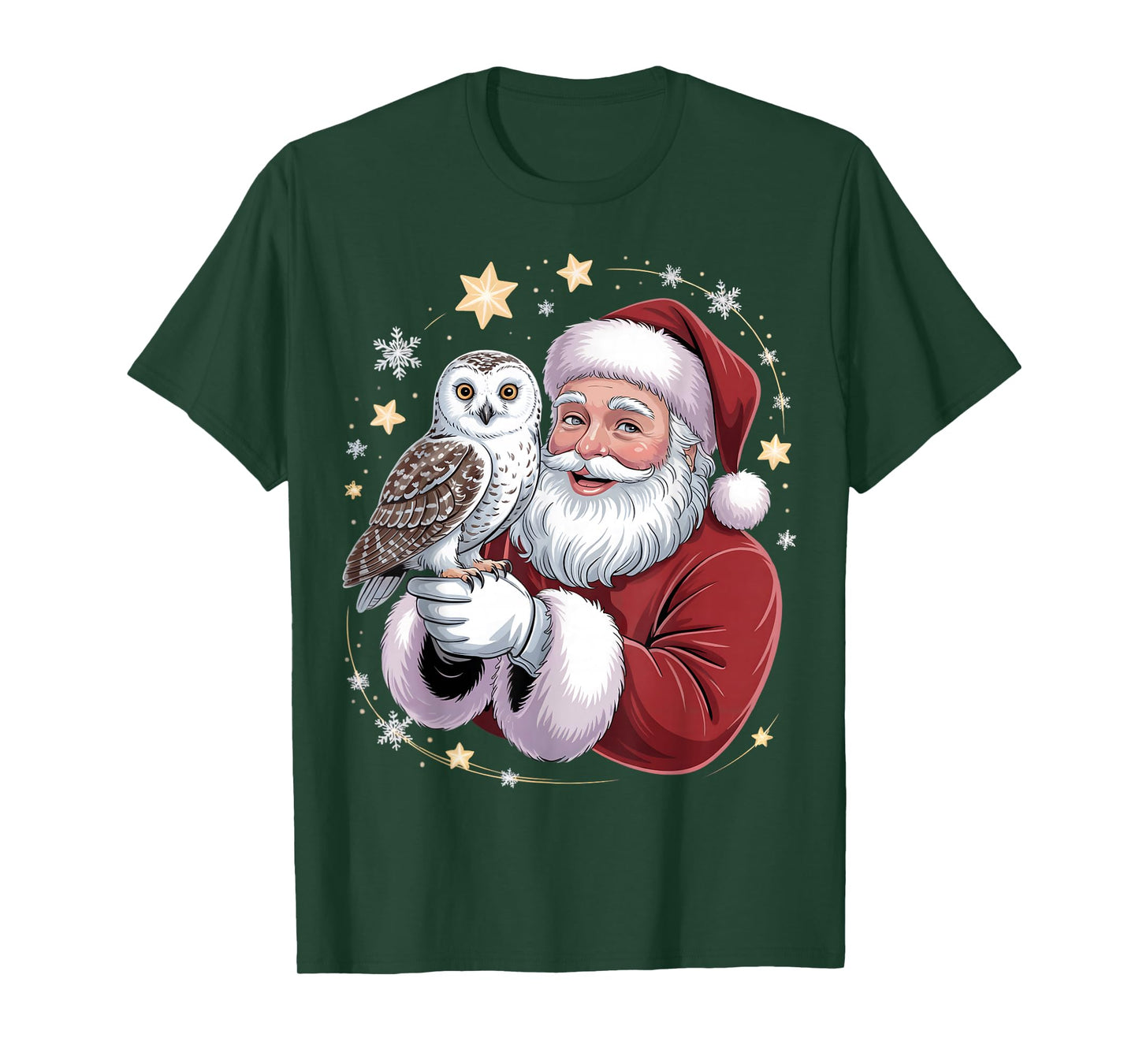 Cute Owl Santa Christmas Holiday Cartoon Funny Santa Owl Kid T-Shirt