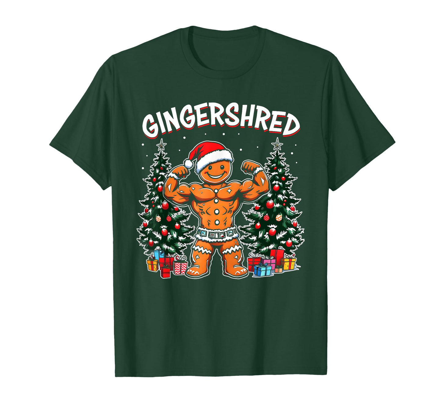 Gingershred Funny Gingerbread Man Gym Bodybuilding Christmas T-Shirt
