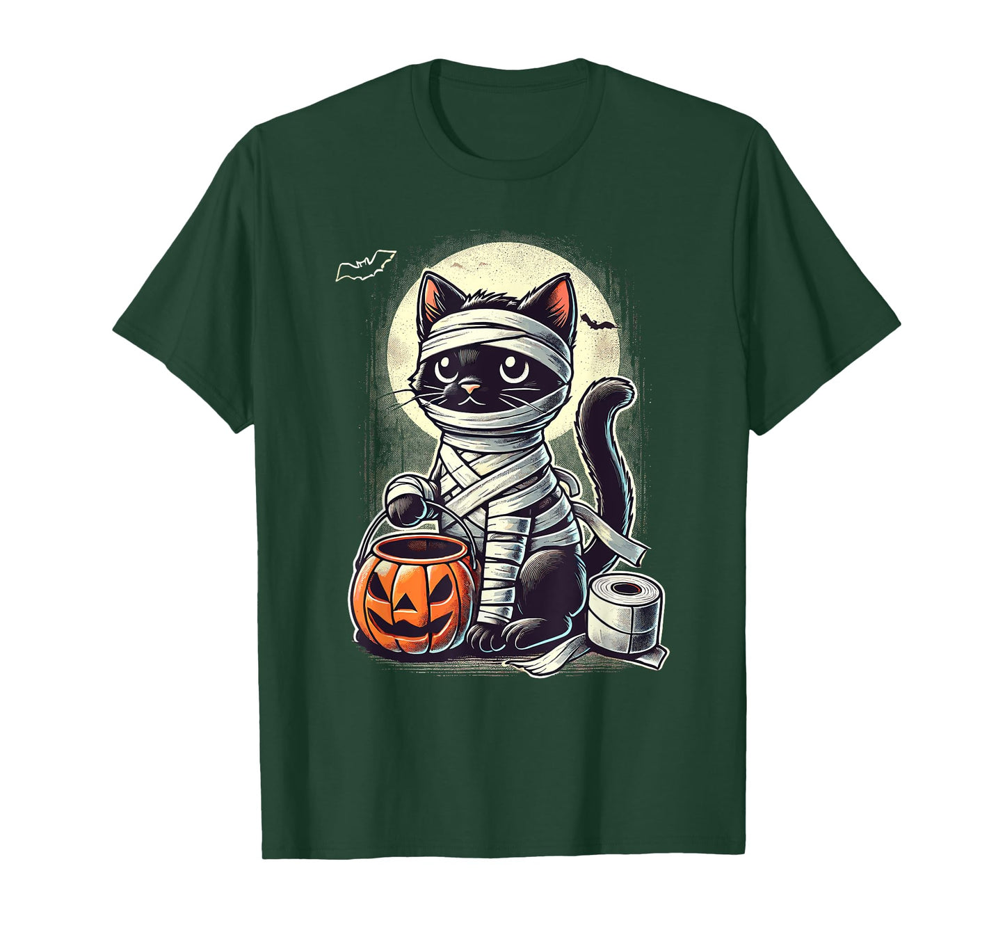Black Cat Mummy Men Women Kids Halloween Funny Black Cat T-Shirt