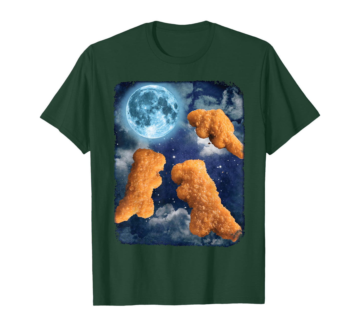 Funny Food Tees Dinosaur Chicken Nuggets Howling At The Moon T-Shirt