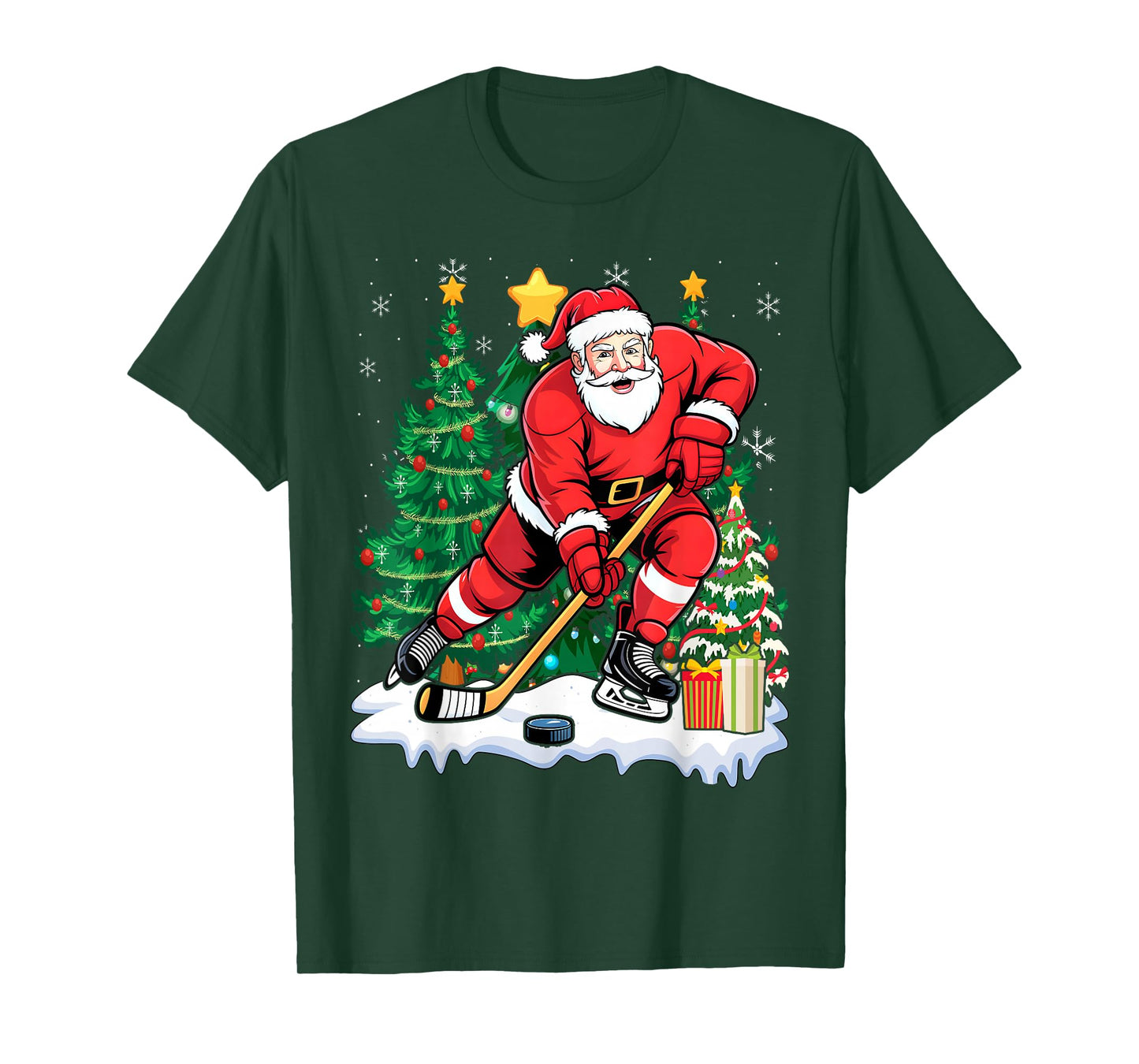 Santa Christmas Hockey for Christmas-Santa T-Shirt